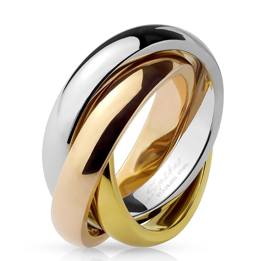 BUNGSA Fingerring Ring Tricolor Rollring aus Edelstahl für Damen (Ring, 1-tlg), Damen Herren