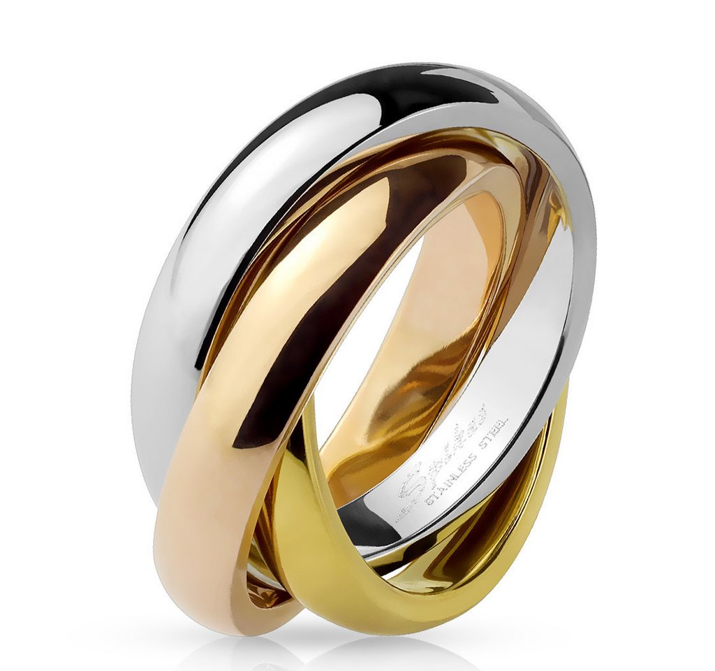 BUNGSA Fingerring 60 (19.1) Ring Tricolor Rollring aus Edelstahl für Damen (Ring, 1-tlg), Damen Herren