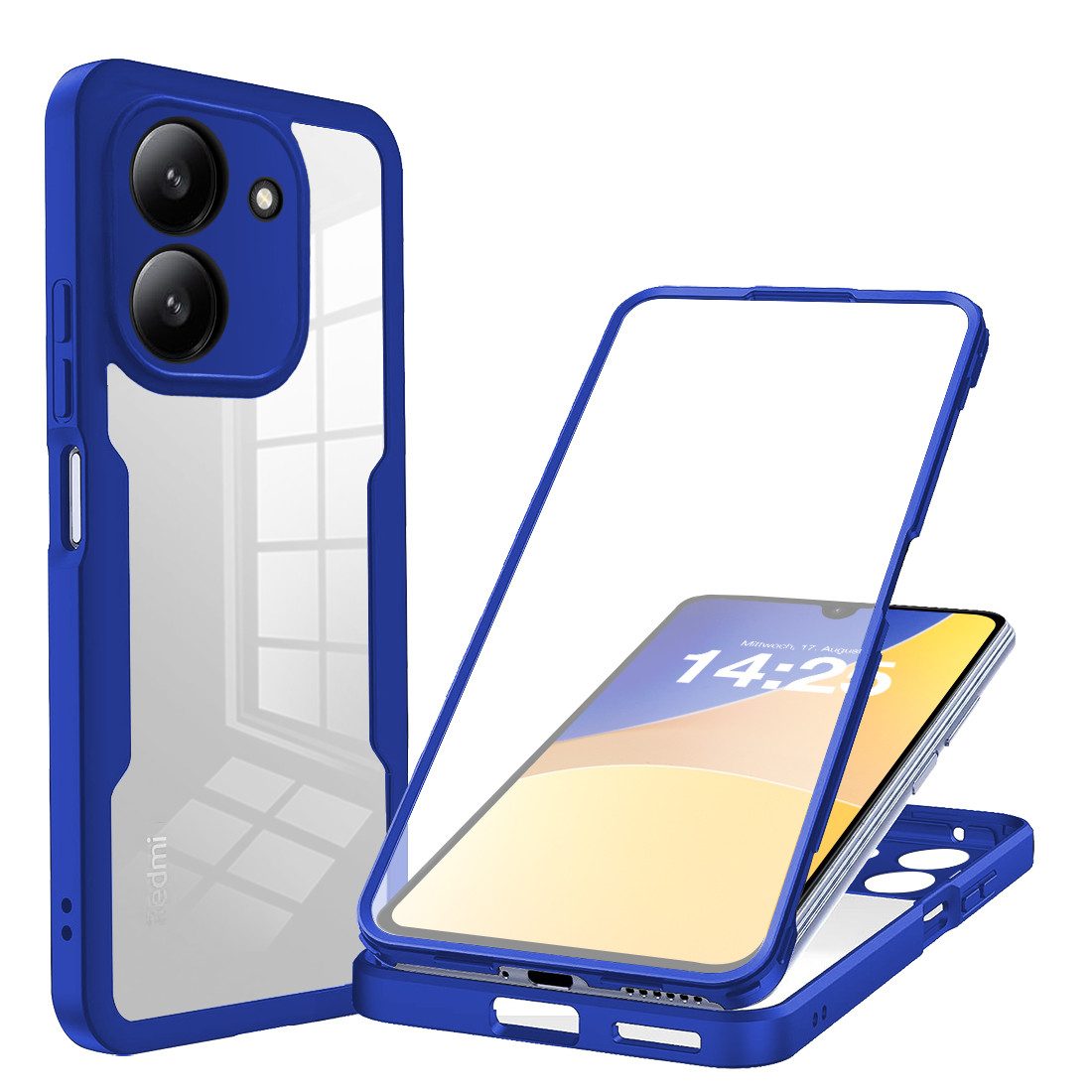 Tec-Expert Handyhülle 360 Grad Hülle für Xiaomi Redmi 13C 6.74 Zoll, 6.74, Rundum Schutz Cover Case Hülle robust