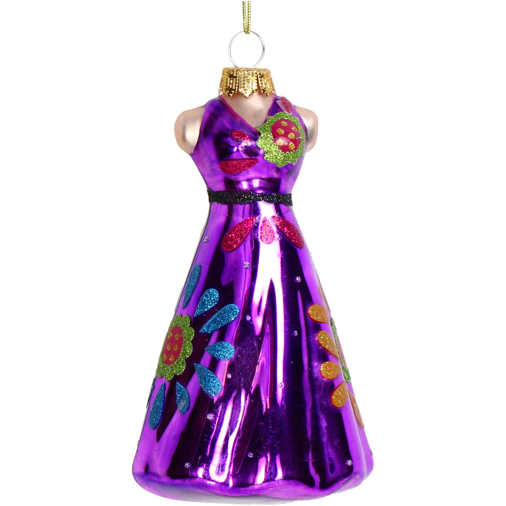 HD Collection Christbaumschmuck, Christbaumschmuck 12,7cm Glas Blumenkleid Figur Lila