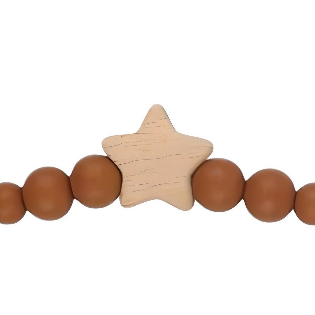 Zayno Schnullerbefestigung Schnullerkette "Sternchen" in Braun, (Packung, 1-tlg., Ermuntert, den Schnuller eigenständig zu greifen), Beeindruckt mit einem zeitlosen Design