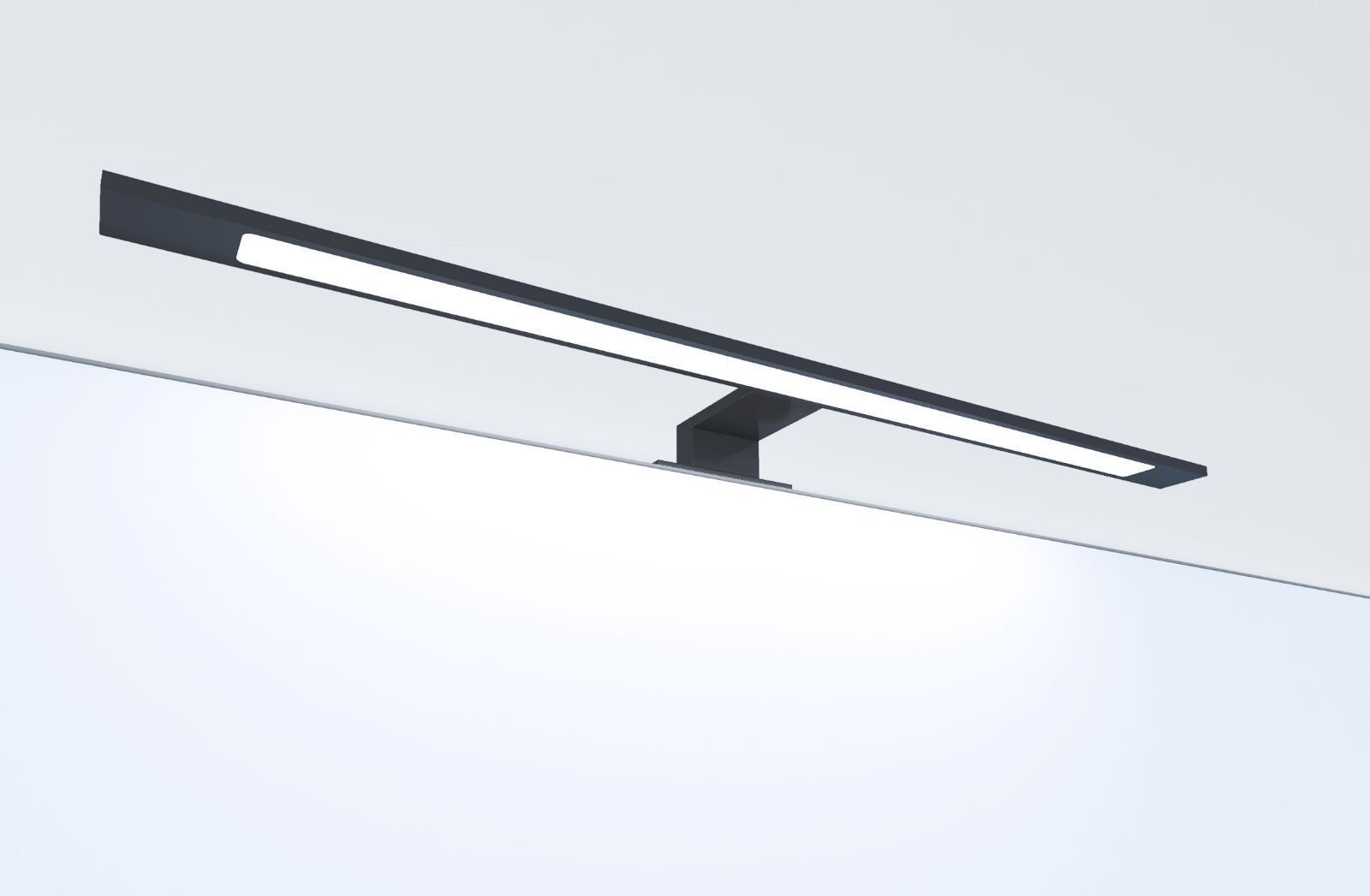 Spiegellampe schwarz Badleuchte LED kalb Spiegelleuchte neutralweiß Aufbauleuchte, 600mm