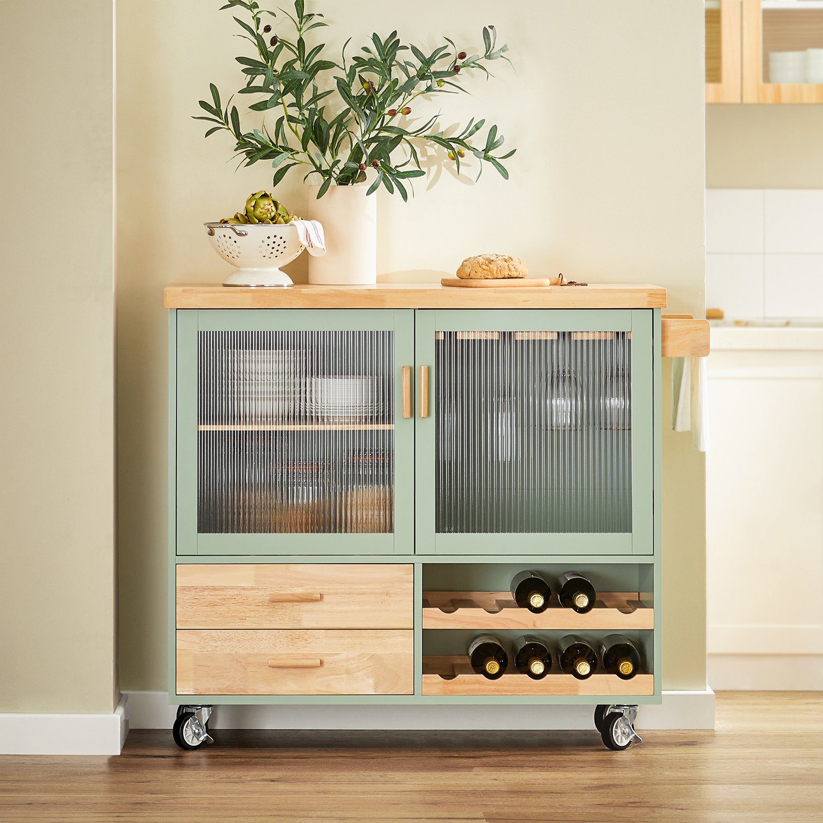 SoBuy Küchenwagen FKW114, Küchenschrank mit Arbeitsplatte günstig online kaufen