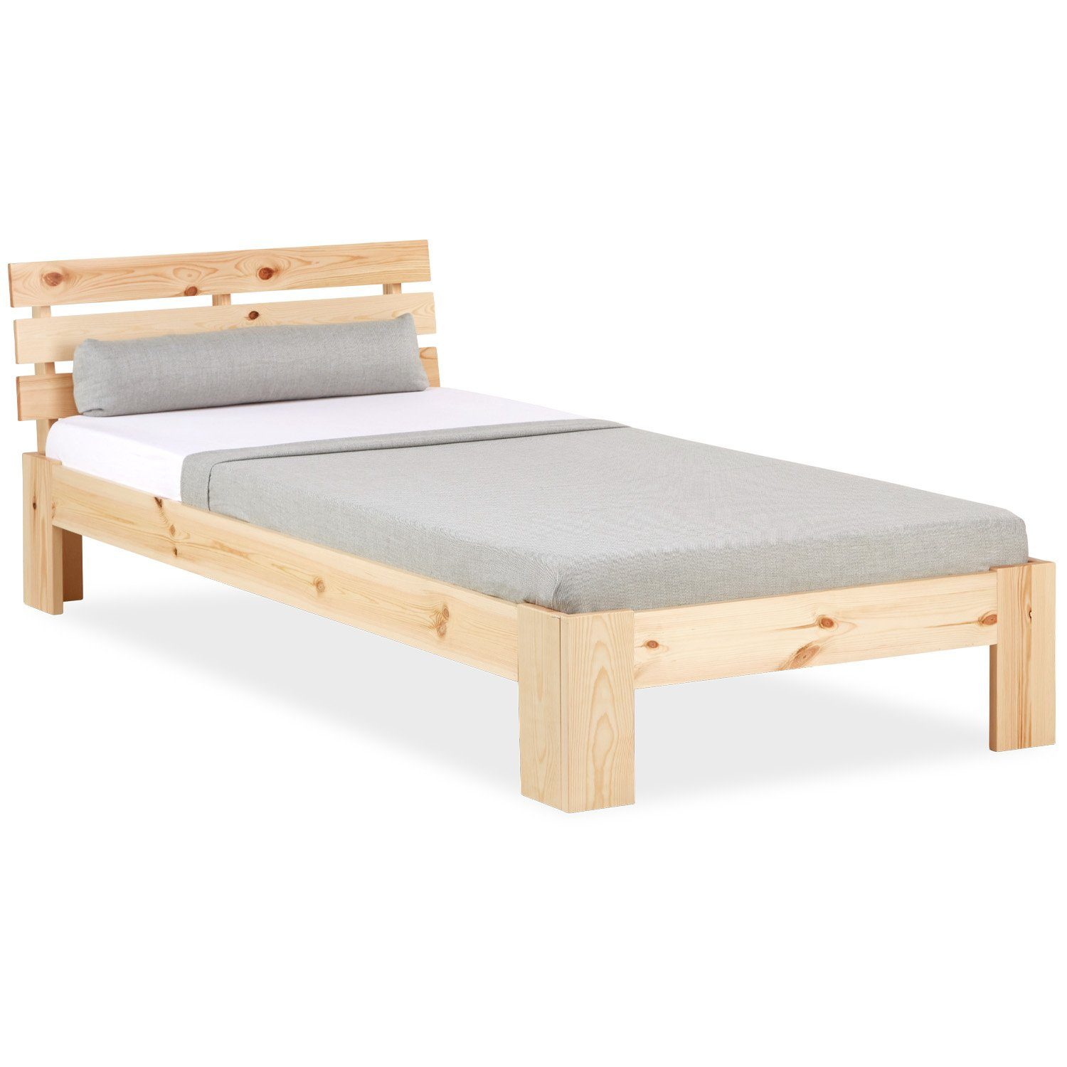 Homestyle4u Holzbett Bett Doppelbett mit Kopfteil günstig online kaufen