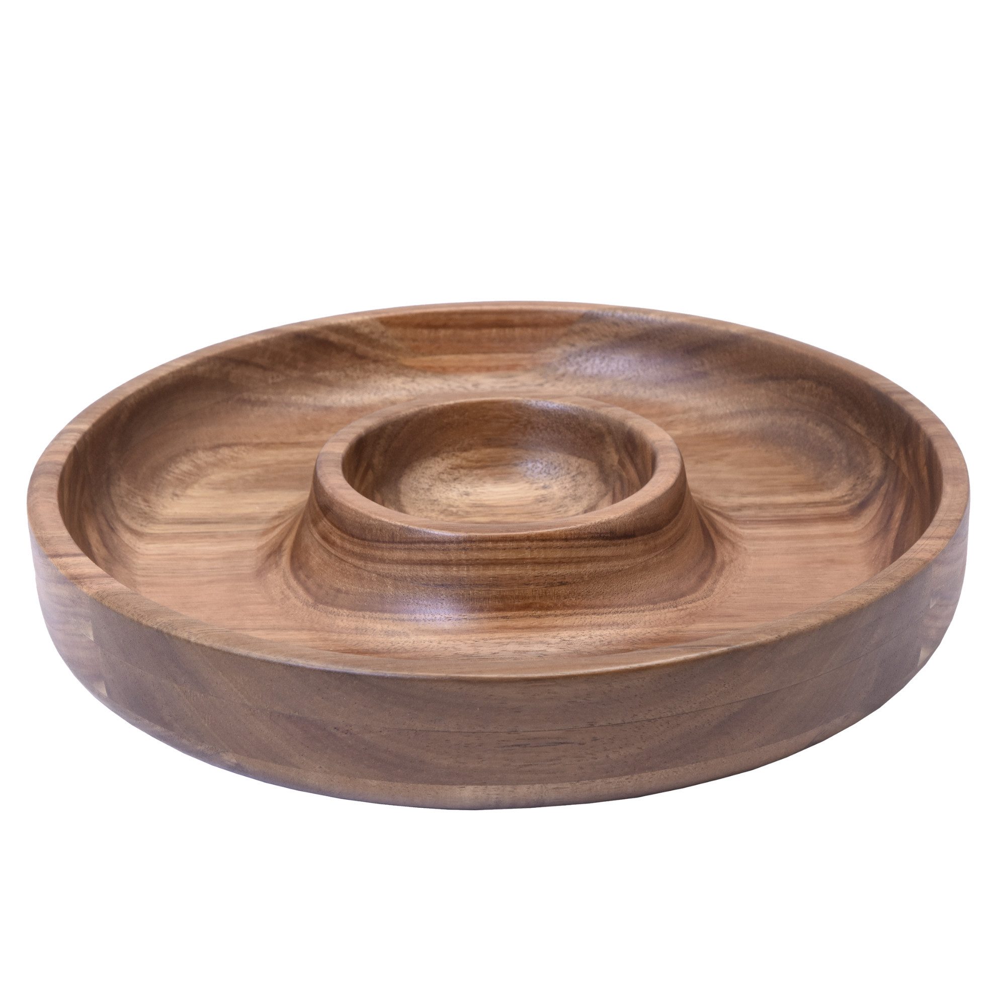 Zoha Servierschale Stripe Schüssel - Handgefertigte Akazienholz Schale für Dips, Snacks, (1-tlg), Handgefertigtes Akazienholz