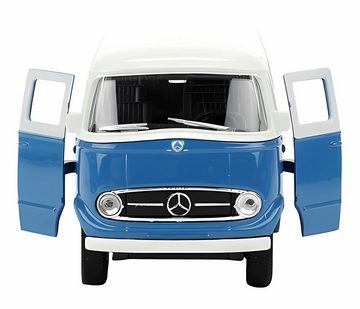 Welly Modellauto MERCEDES BENZ L319 Window Panel Bus Modellauto 47 (Blau/Weiss), 11cm Metall Modell Auto Spielzeugauto Spielzeugbus Spielzeug Geschenk