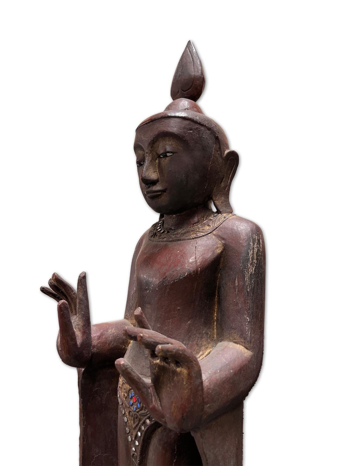 Buddha Mandalay - Buddhafigur LifeStyle 122cm groß Statue Burma Asien stehend Holz