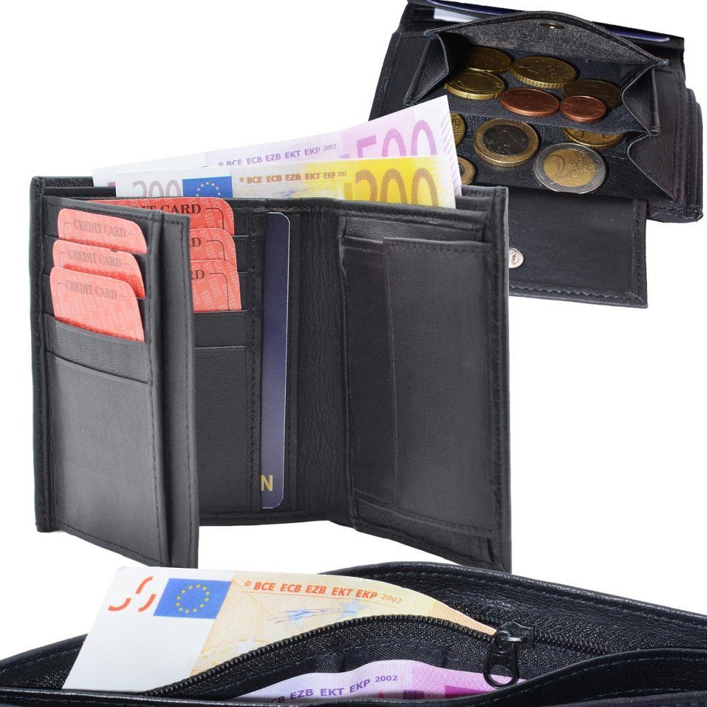 Geldbörse Geldbörse Nappa-Leder Kombibörse schwarz mit günstig online kaufen