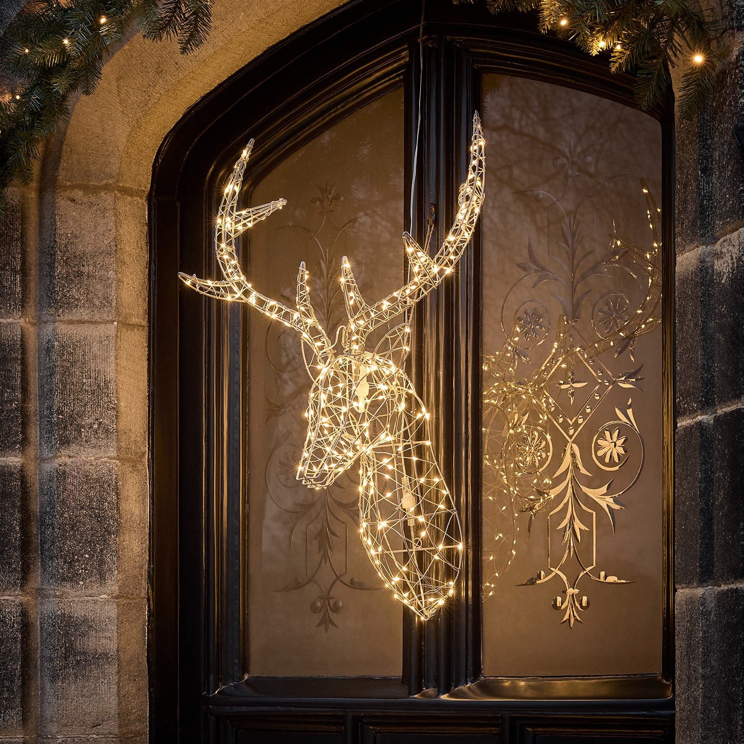 Lights4fun LED-Dekofigur LED-Hirschgeweih Duchy, Weihnachtsbeleuchtung, (H) 80 x (L) 45 x (B) 25cm