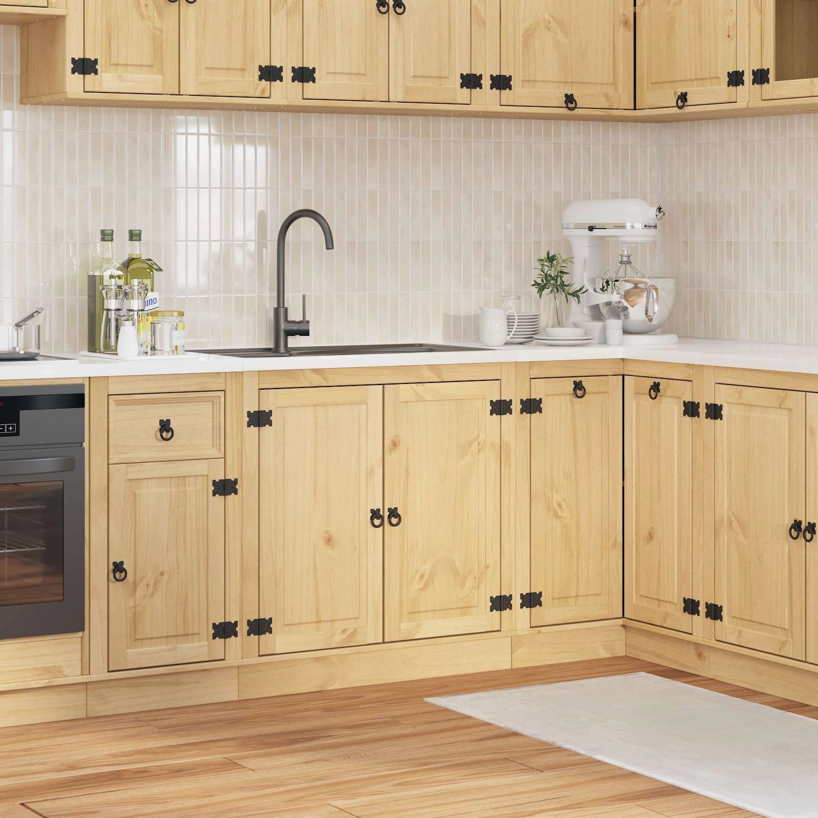 vidaXL Küchenzeile, Schrank mit Tür Honig 80 x 46 x 81.5 cm Massives Kiefernholz
