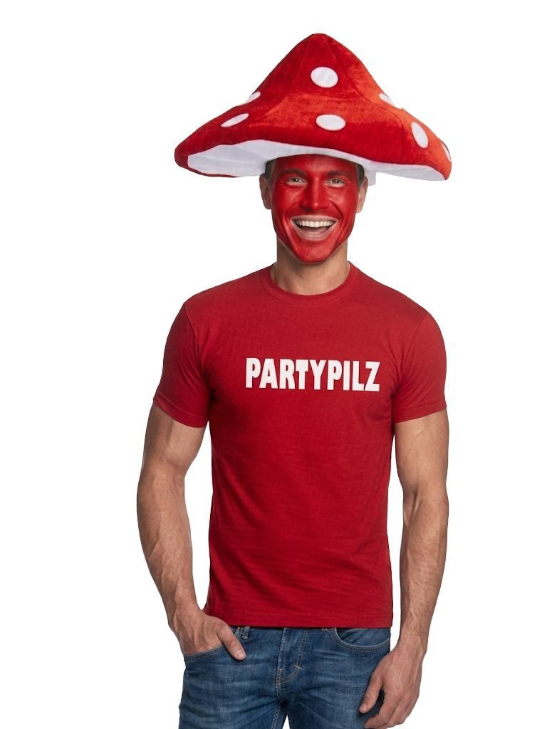 coole-fun-t-shirts Kostüm Party-Pilz Kostüm Set Herren Damen Karneval Fasching 2-teilig, Partypilz Verkleidung Gruppenkostüm Karneval Fasching