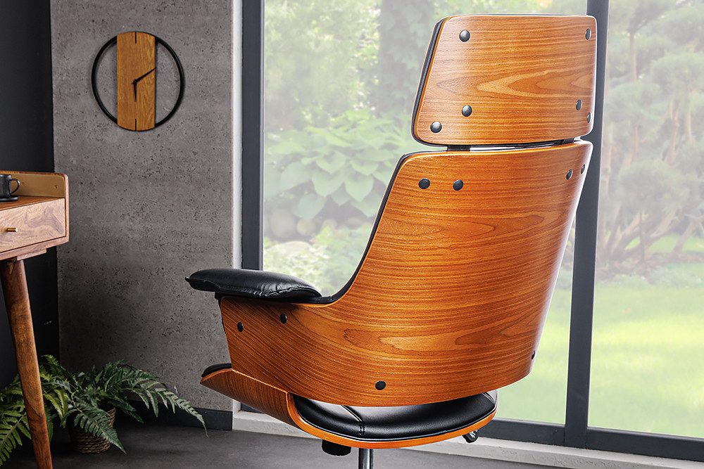 riess-ambiente Bürostuhl MANHATTAN natur / schwarz (Einzelartikel, 1 St), Kunstleder · drehbar · ergonomisch · mit Armlehne · höhenverstellbar