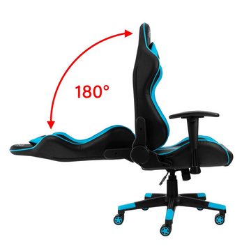 Hyrican Gaming-Stuhl "Striker Copilot" schwarz/blau, Kunstleder, ergonomischer Gamingstuhl, Bürostuhl, Schreibtischstuhl, geeignet für Jugendliche und Erwachsene
