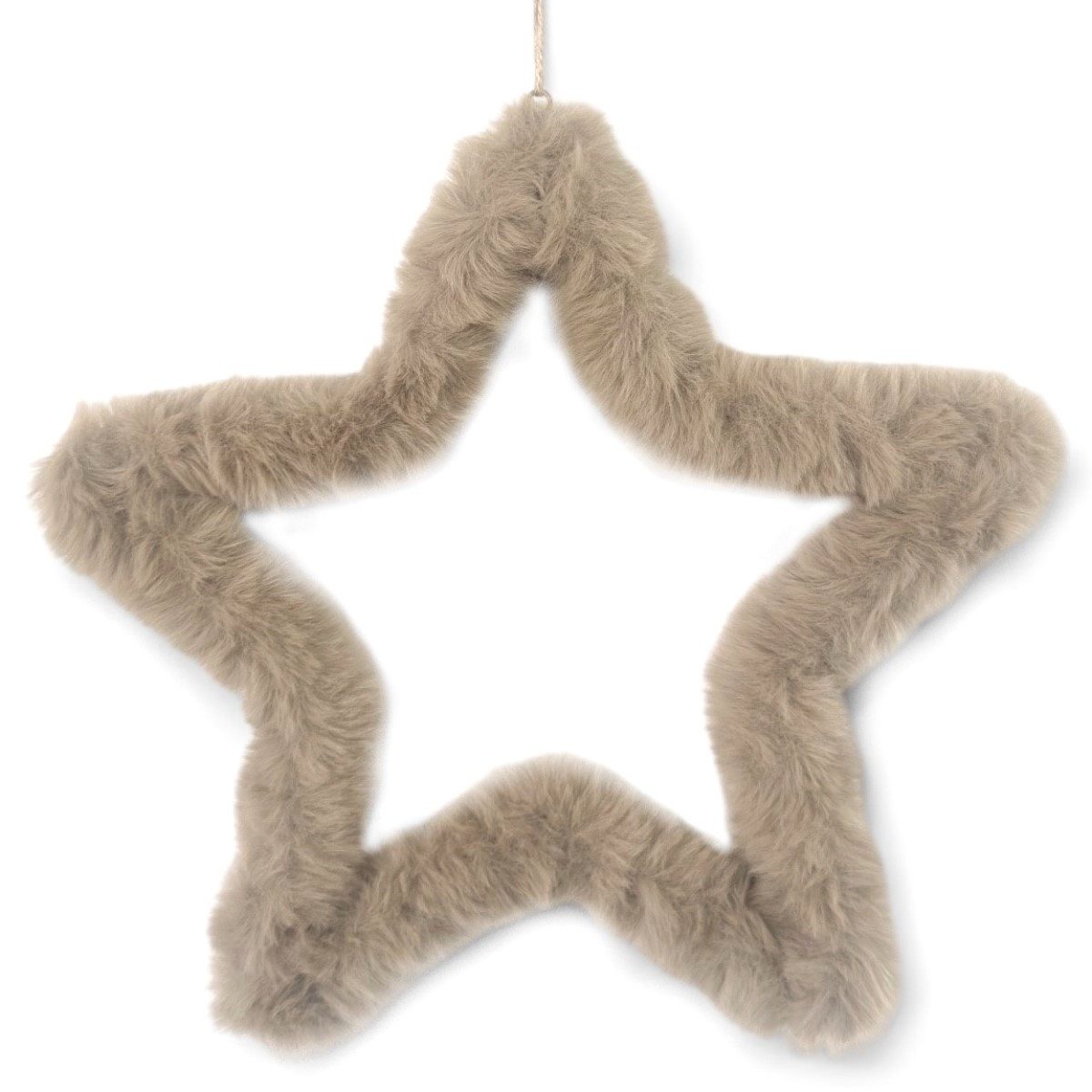 naninoa GmbH Hängedekoration Fell-Stern 30cm, Flauschiger Stern zum Aufhängen, Winterdeko Braun