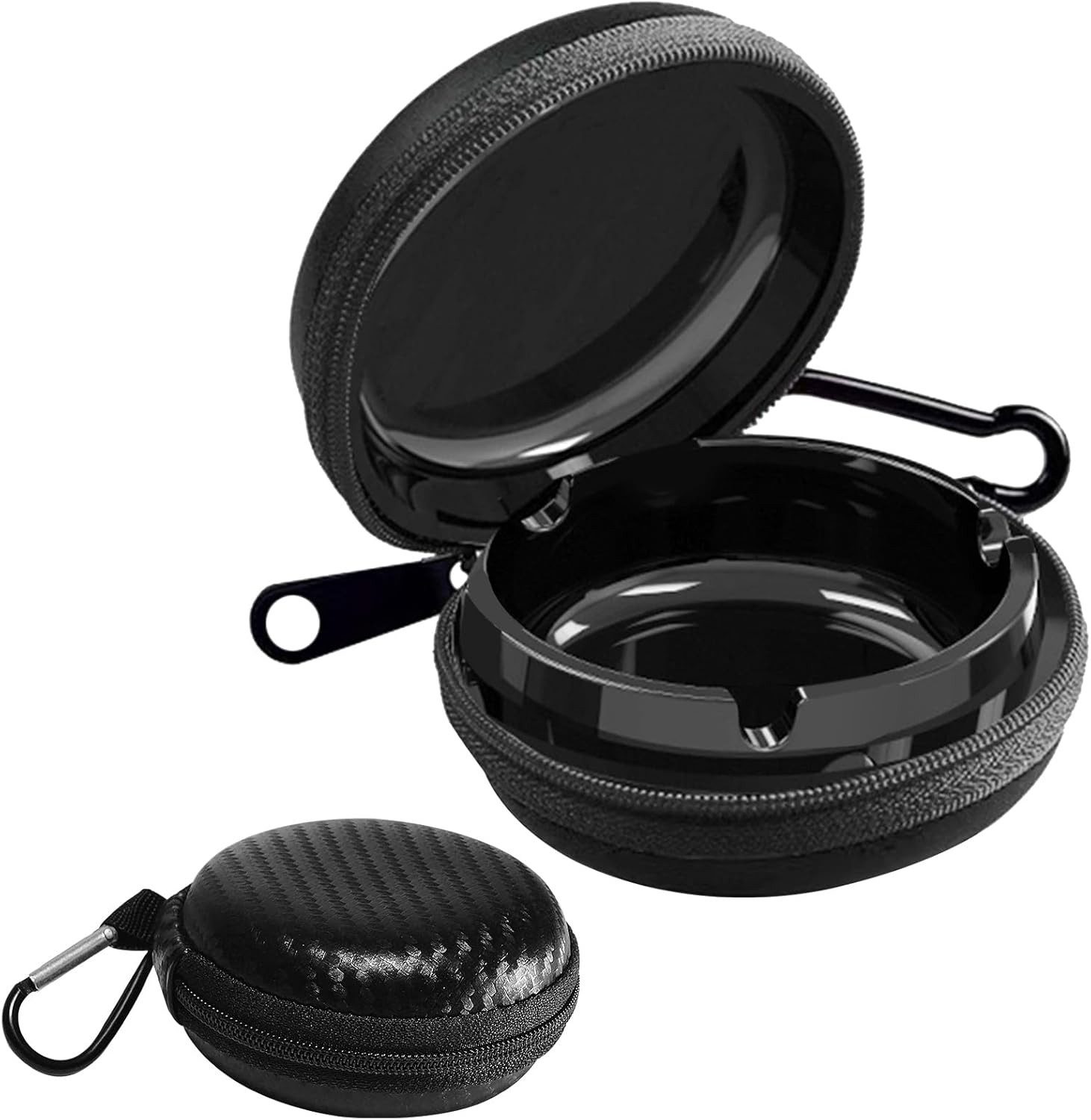 FOUORTUNATE-BEE Aschenbecher Taschenaschenbecher mit Schlüsselring – ideal für Reise & Camping, Tragbarer Aschenbecher mit Deckel für unterwegs und Outdoor