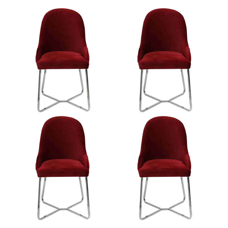 JVmoebel Esszimmerstuhl Modern 4x Stühle Luxus Esszimmer Einrichtung Rot Möbel Esszimmerstuhl (4 St), Made in Europa