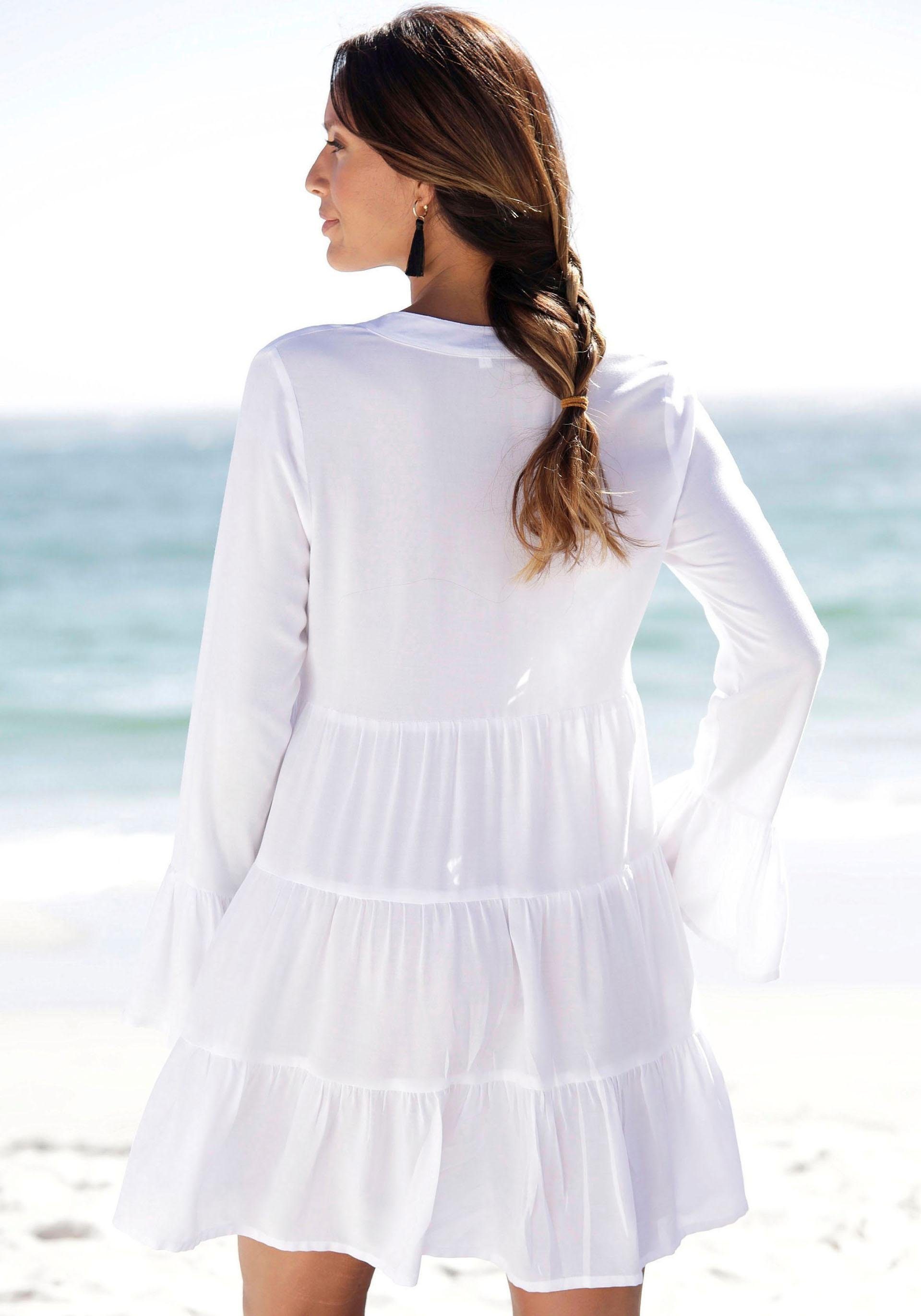 LASCANA Longbluse in weiter Form mit Spitzeneinsätzen Tunika in A-Form, lockeres Blusenkleid, elegantes Strandkleid – Bild 3 von 5