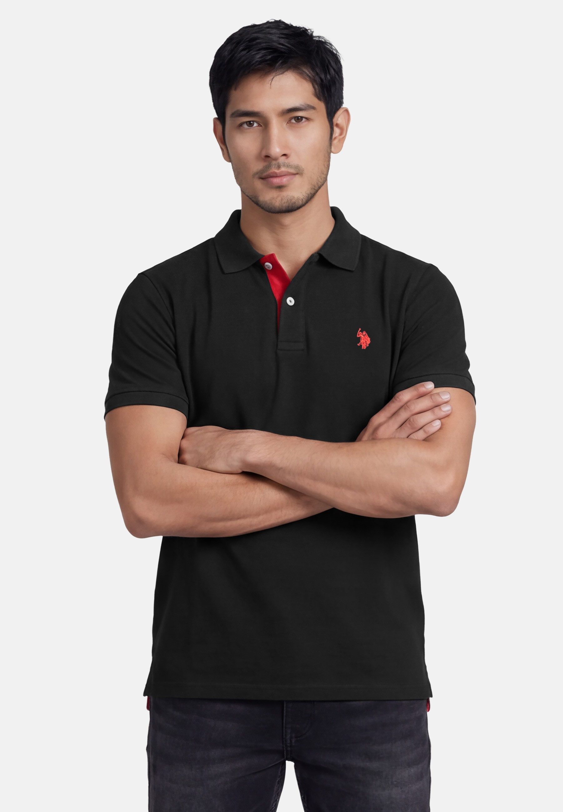 U.S. Polo Assn. Poloshirt USRyyan Piqué Shirt aus Baumwolle Poloshirt mit Knopfleiste und Logostickerei