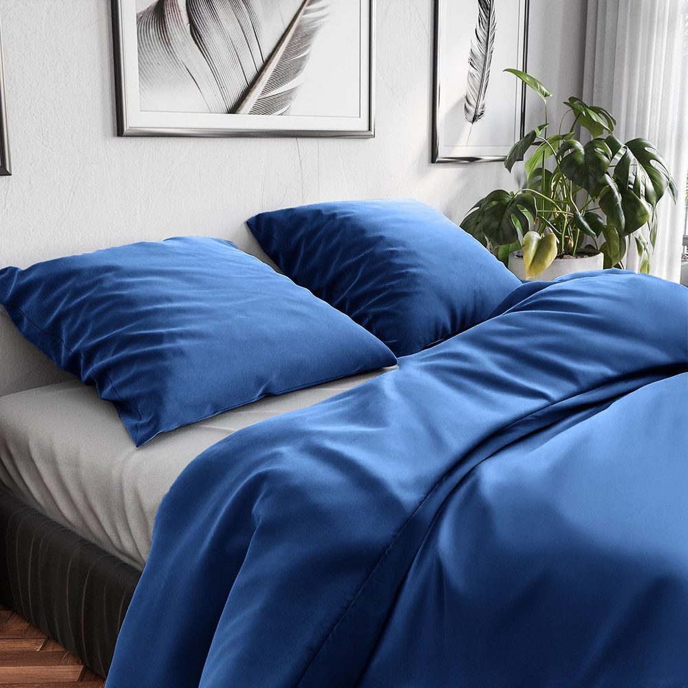 Wolkenfeld Bettwäsche Renforcé Bettwäsche Baumwolle - Natürlich weiches Schlafgefühl, Renforcé, 2 teilig, 135x200 cm, 155x220 & Übergrößen I inkl. Kissenbezüge 80x80 I uni