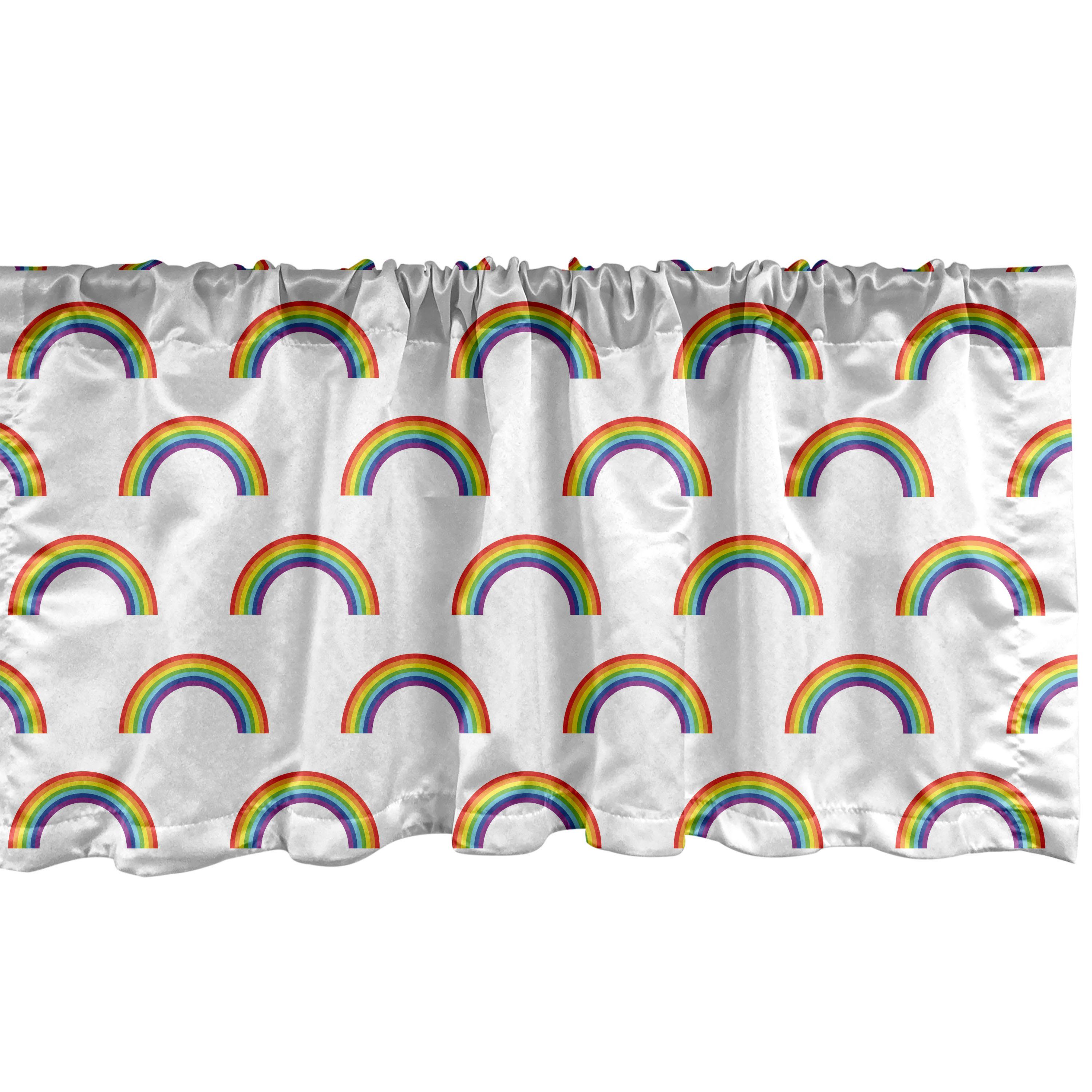 Scheibengardine Vorhang Volant für Küche Schlafzimmer Dekor mit Stangentasche, Abakuhaus, Microfaser, Regenbogen Regenbogen Homosexuell Pride