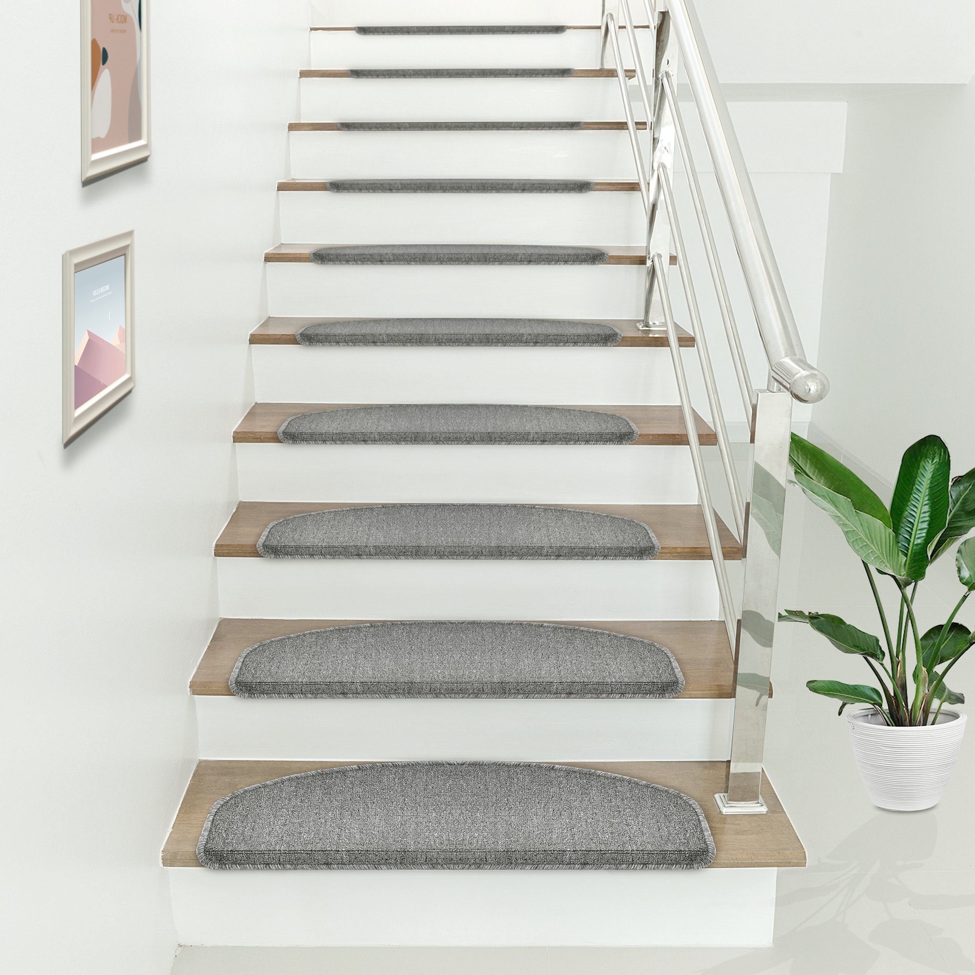 en.casa Stufenmatte, halbrund, 15er Set Treppenmatten günstig online kaufen