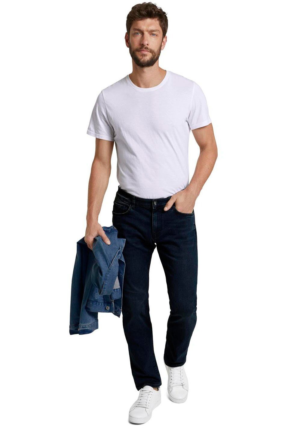 MARVIN TOM mit kleinem denim Logo-Print 5-Pocket-Jeans dark TAILOR blue