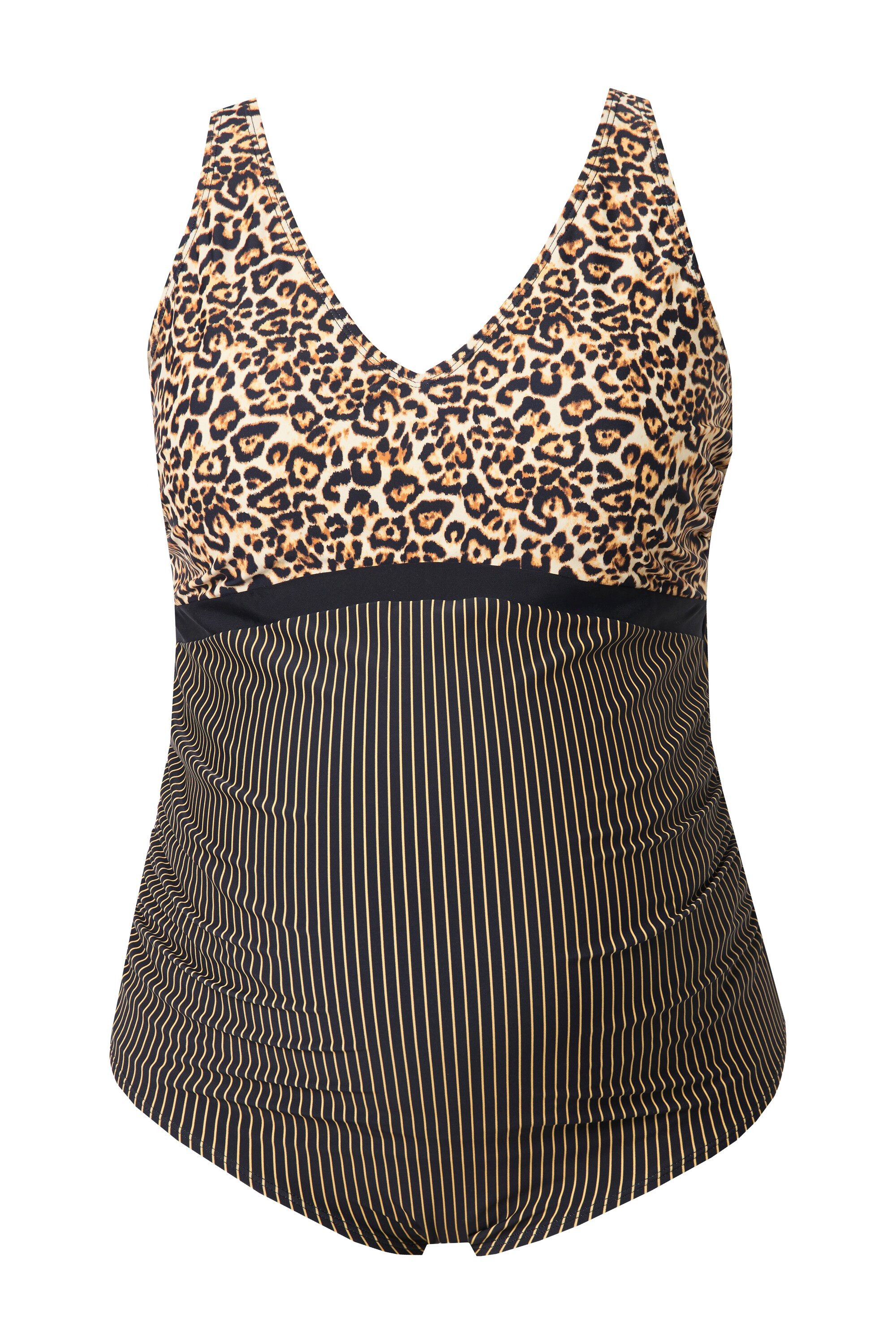 Ulla Popken Badeanzug Bellieva-Badeanzug ohne Softschalen Leo/Streifen Schw günstig online kaufen