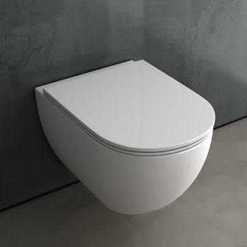 Alpenberger Dusch-WC Wand WC mit Bidet Funktion Slim WC Sitz mit Absenkautomatik, Wandmontage, Abgang Waagerecht, Toilette Komplett-Set, Hänge WC - Taharet WC mit WC Deckel Softclose - Made in Europa