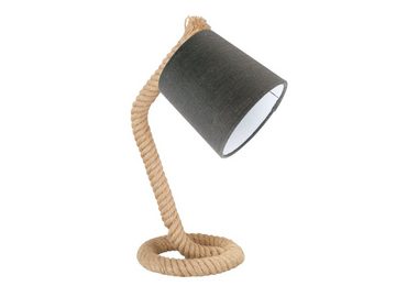 meineWunschleuchte LED Nachttischlampe, dimmbar, LED wechselbar, Warmweiß, ausgefallene Vintage Seillampe Design maritim mit Leinen Lampenschirm