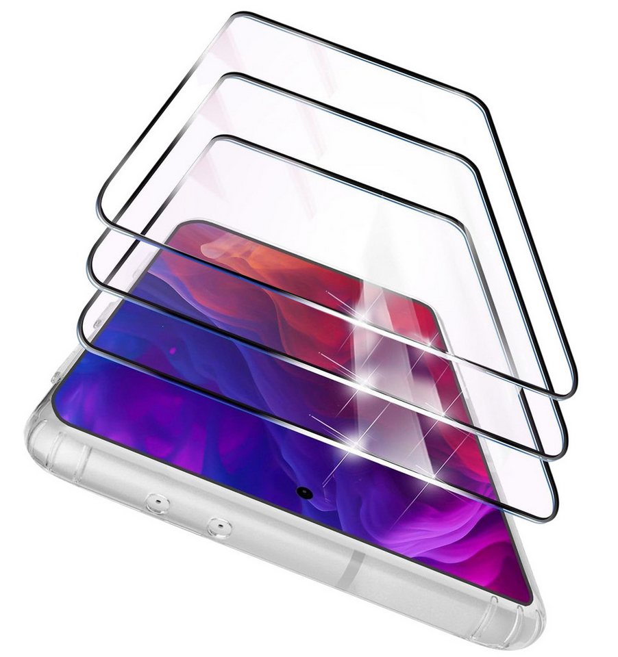 CLM-Tech Displayschutzglas 3X für Samsung Galaxy S25, Panzerglas Folie - Anti-Fingerabdruck und kratzfest -, 3 Stück, Kristallklar
