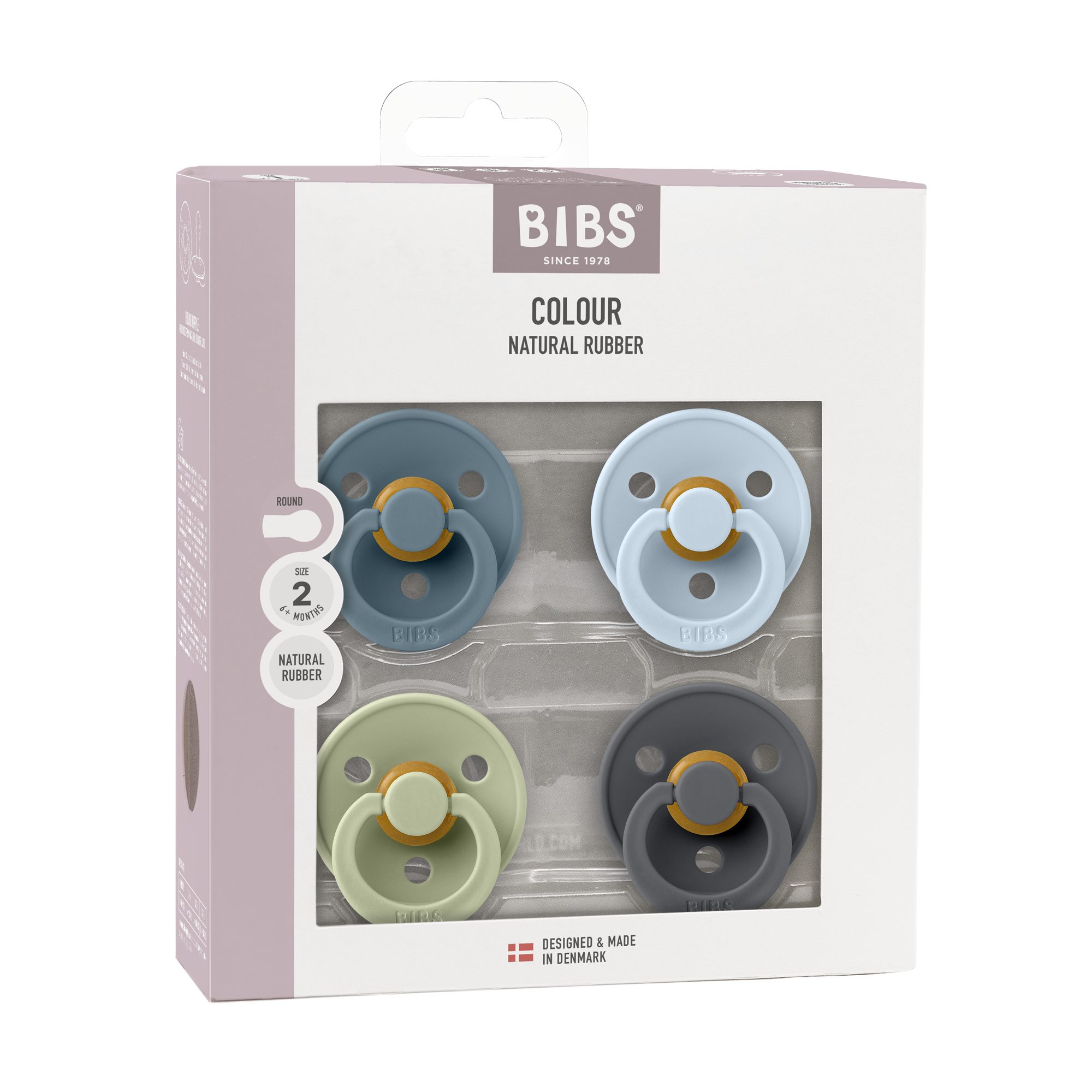 BIBS Schnuller Colour Kirschform Beruhigungssauger im 4er Pack, Harmonische Farben Bibs Colour im praktischen 4er Pack
