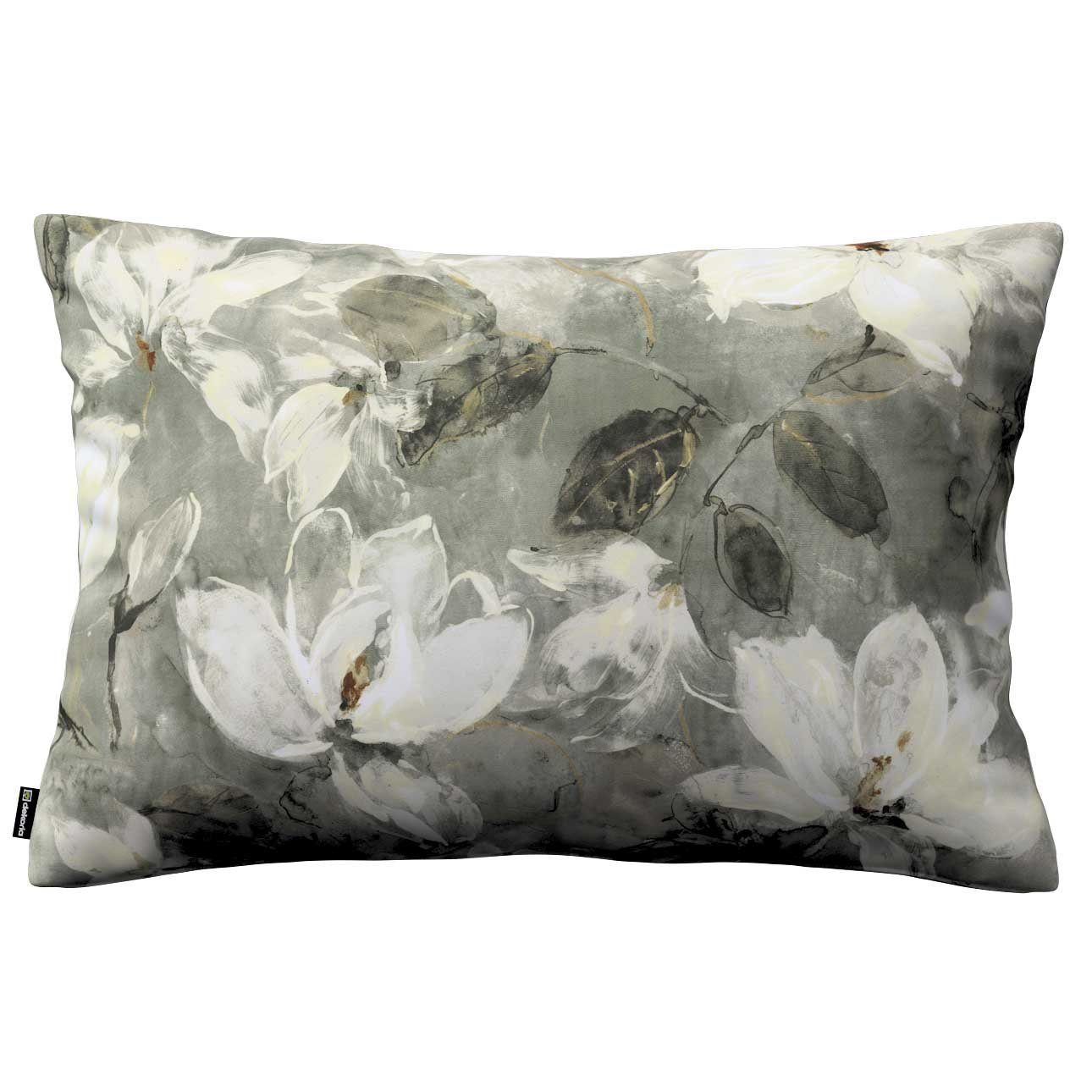 grau-weiß Gemustert Blumenmotive, Velvet, | rechteckig, Kinga Kissenbezüge Dekoria