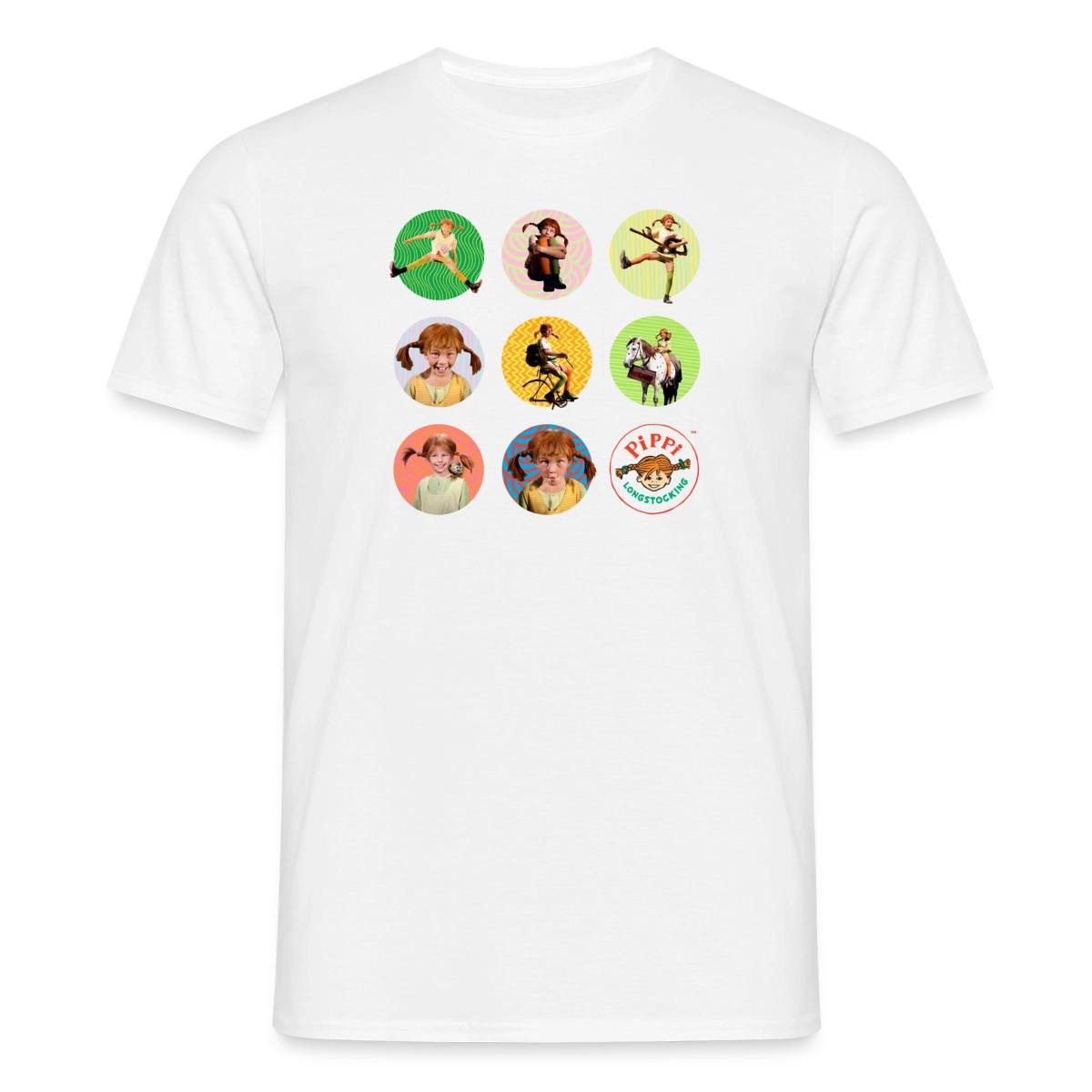 Spreadshirt T-Shirt Pippi Langstrumpf Bilder Von Pippi In Kreisen Männer T-Shirt (1-tlg)