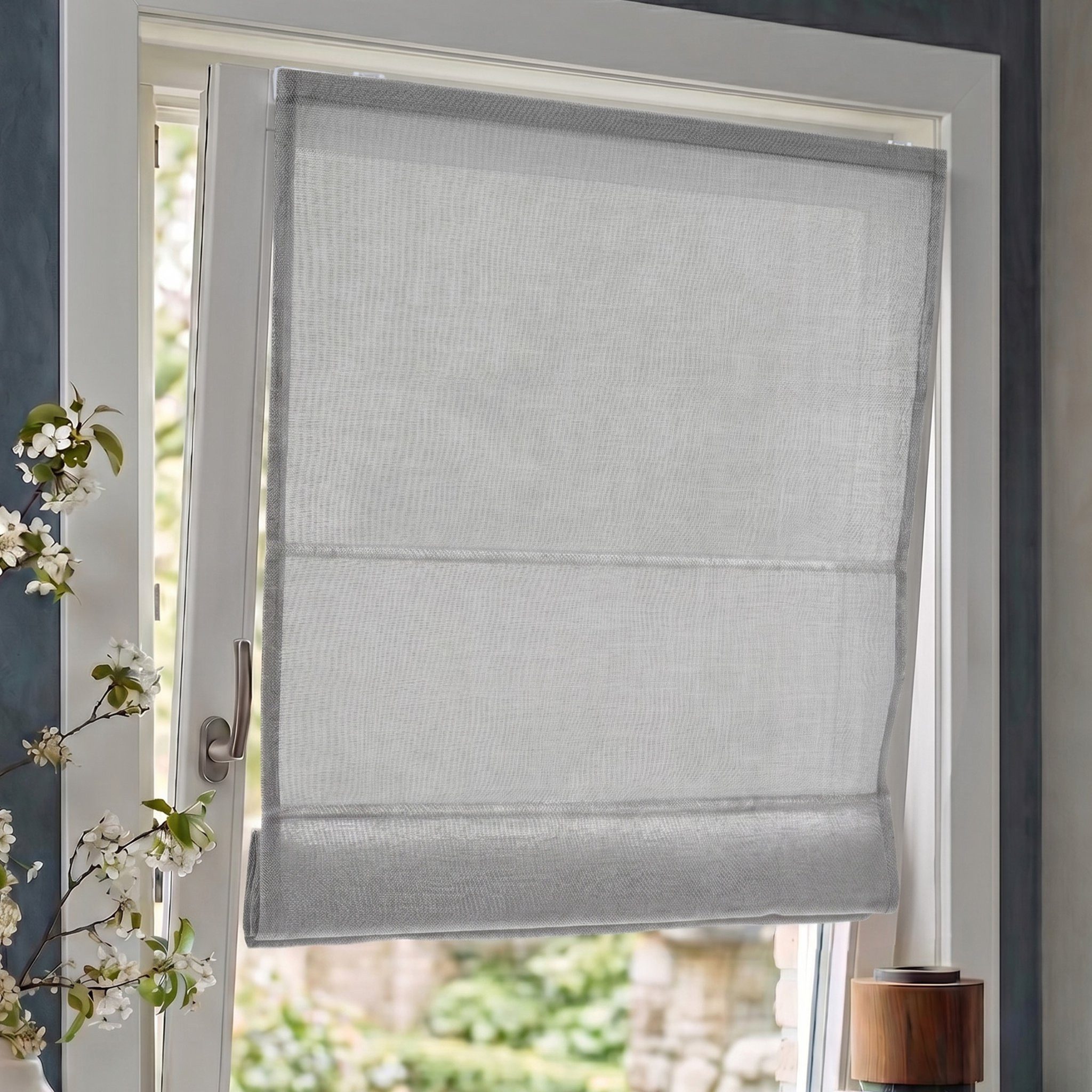 Victoria M. Raffrollo Ivora Premium Raffrollo 40x130cm Grau Blickdicht, mit Faltenband, mit Bohren, freihängend, Abnehmbarer Stoff mit OEKO-TEX® Zertifizierung