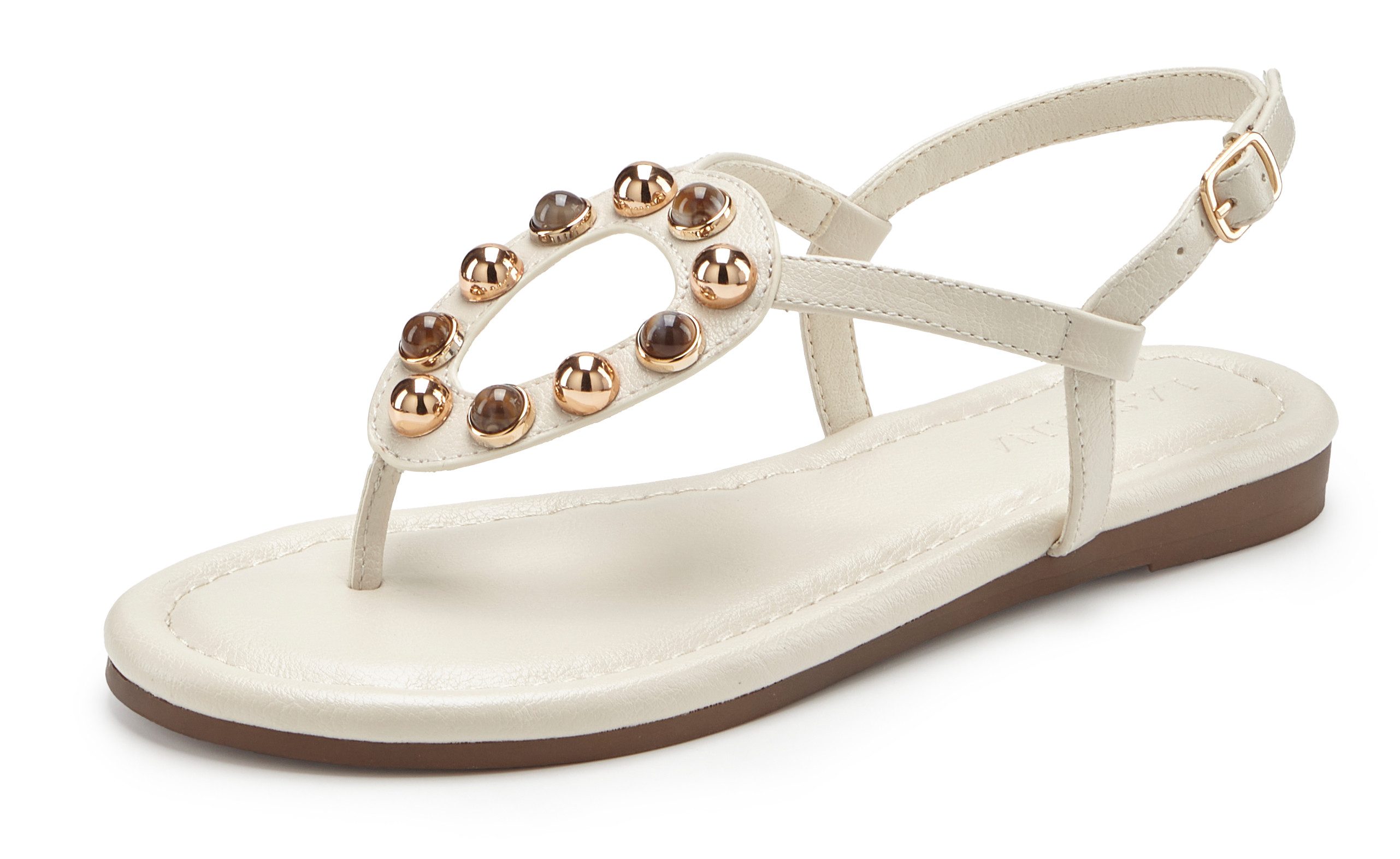 LASCANA Zehentrenner, Sandalette, Sommerschuh, offener Schuh Sandale NEU mit modischen Schmuckelementen VEGAN