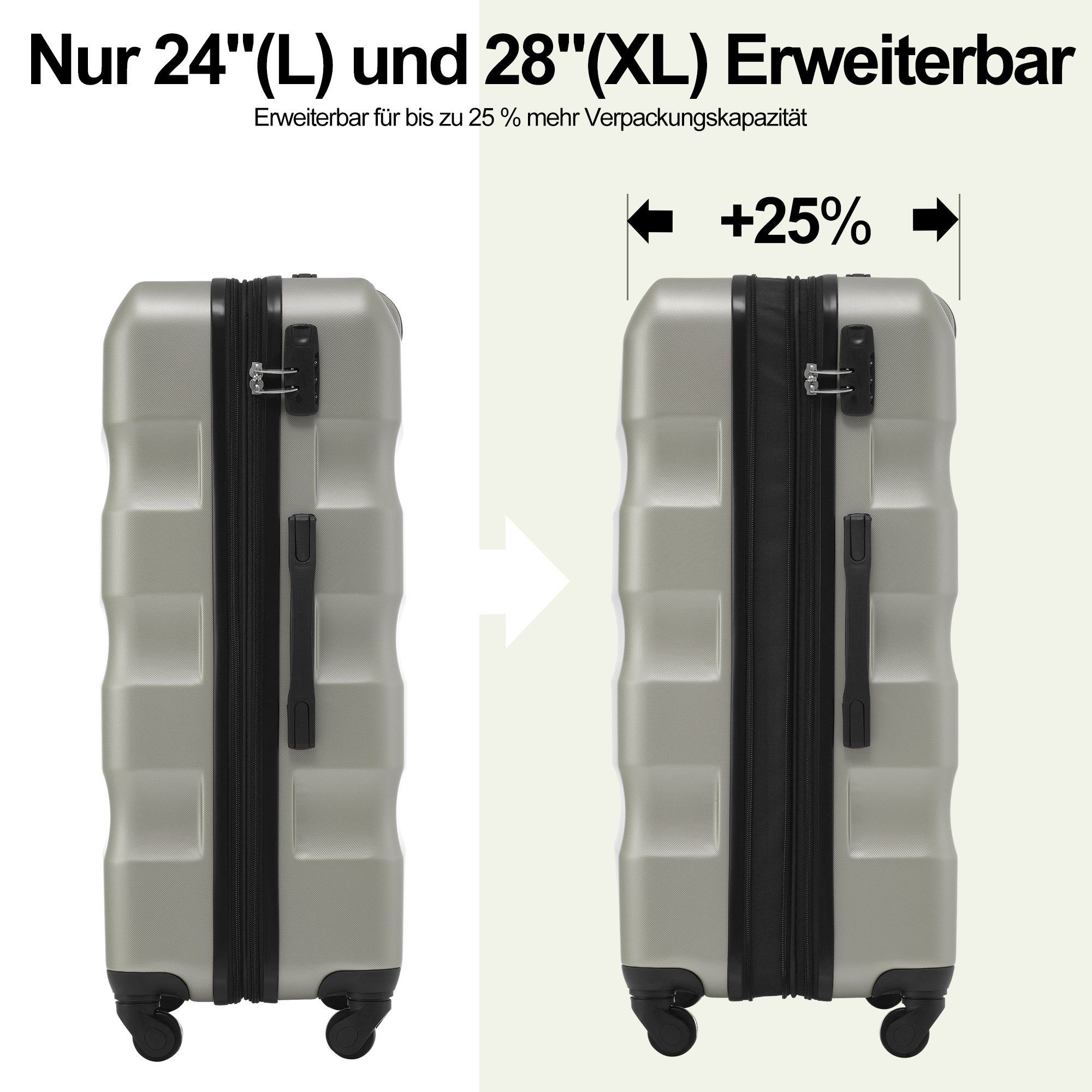 4 Rollen, Volumenerweiterung, TSA 79*50*30.5 Zollschloss, grün mit Koffer BlingBin Hartschalen-Koffer Rollkoffer,