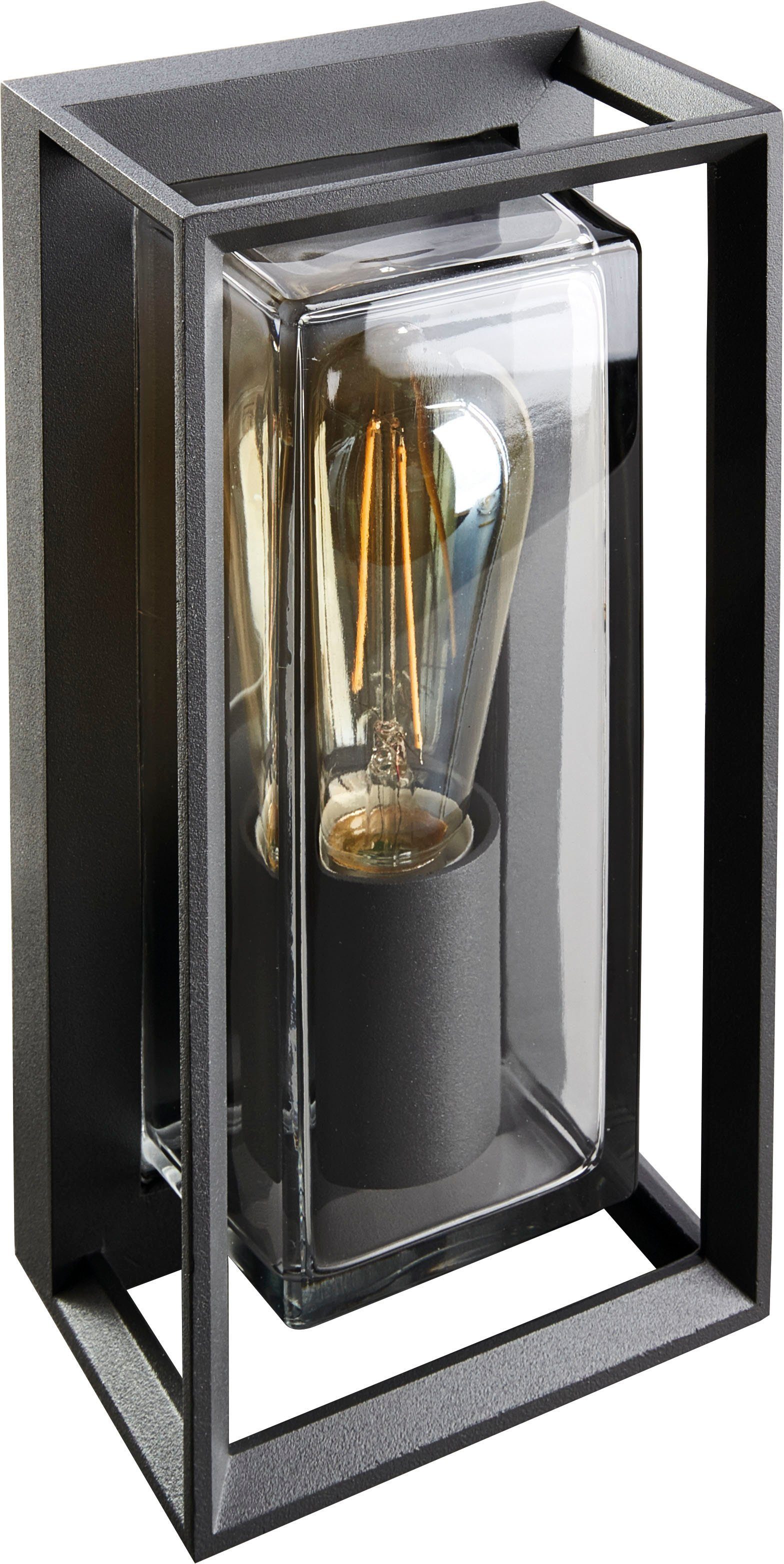 HEITRONIC Außen-Wandleuchte Alicante, ohne Leuchtmittel, Wand-Außenleuchte,Echtglas,exkl. Leuchtmittel wechselbar