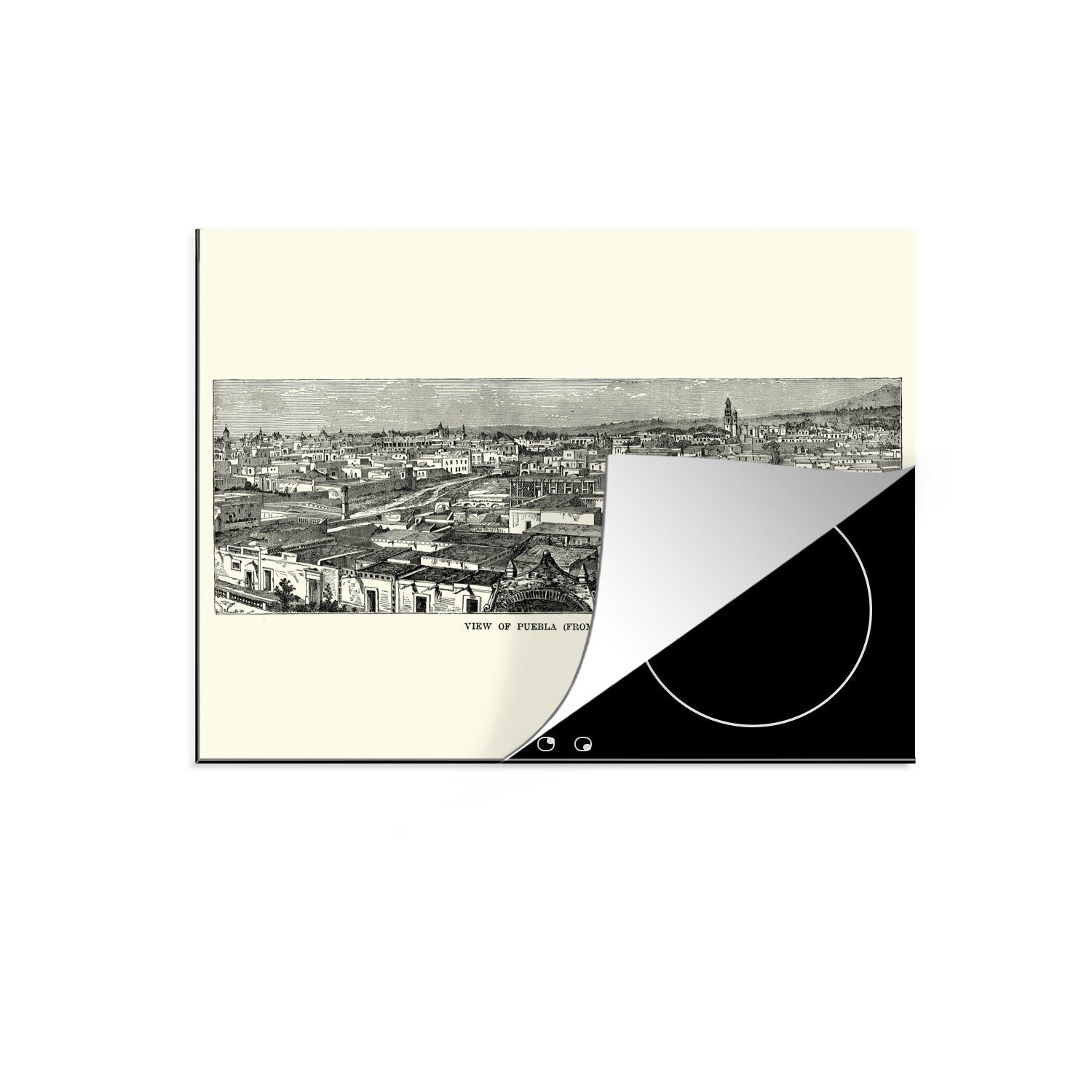 Herdblende-/Abdeckplatte aus MuchoWow dem Arbeitsfläche cm, Mexiko Ceranfeldabdeckung in 19., Puebla Ansicht (1 Mobile nutzbar, Eine tlg), von Vinyl, 70x52