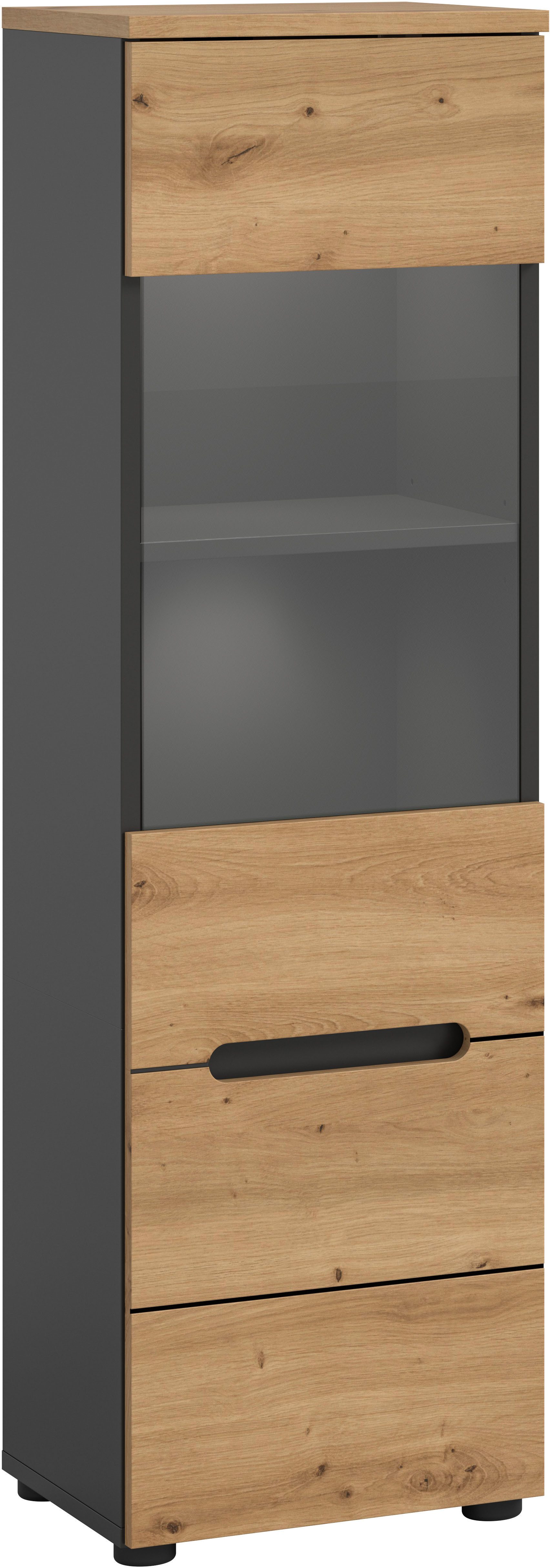 Home affaire Vitrine REHAT, TOPSELLER!, Höhe 125 cm, 1 Glastür, 1 Böden, 3 Fächer (1-St., stehend und hängend montierbar) Vitrinenschrank, Schrank, Glasvitrine, Wohnzimmervitrine