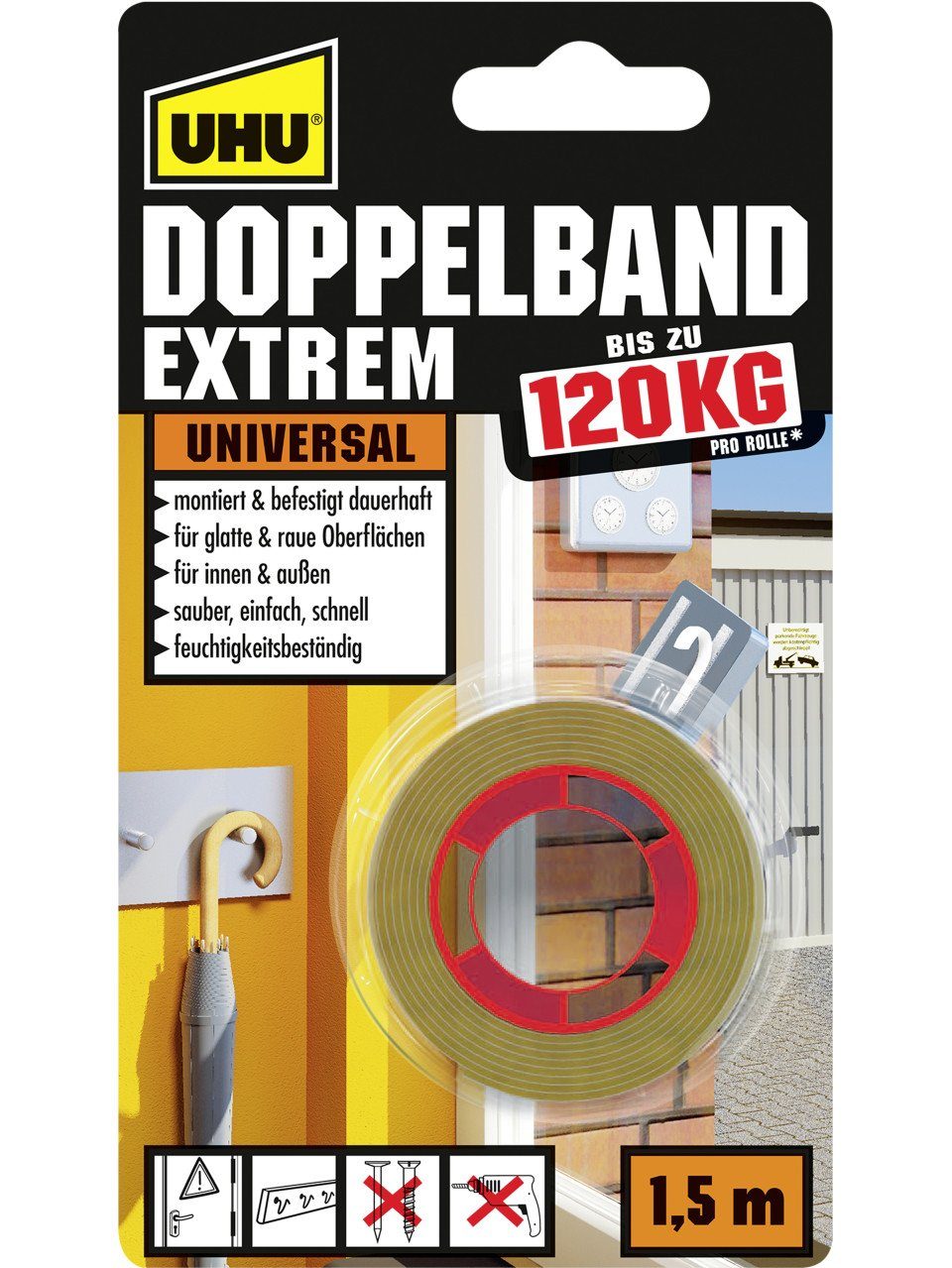Klebepad UHU Doppelband Extrem Universal 1,5 m x 19 mm