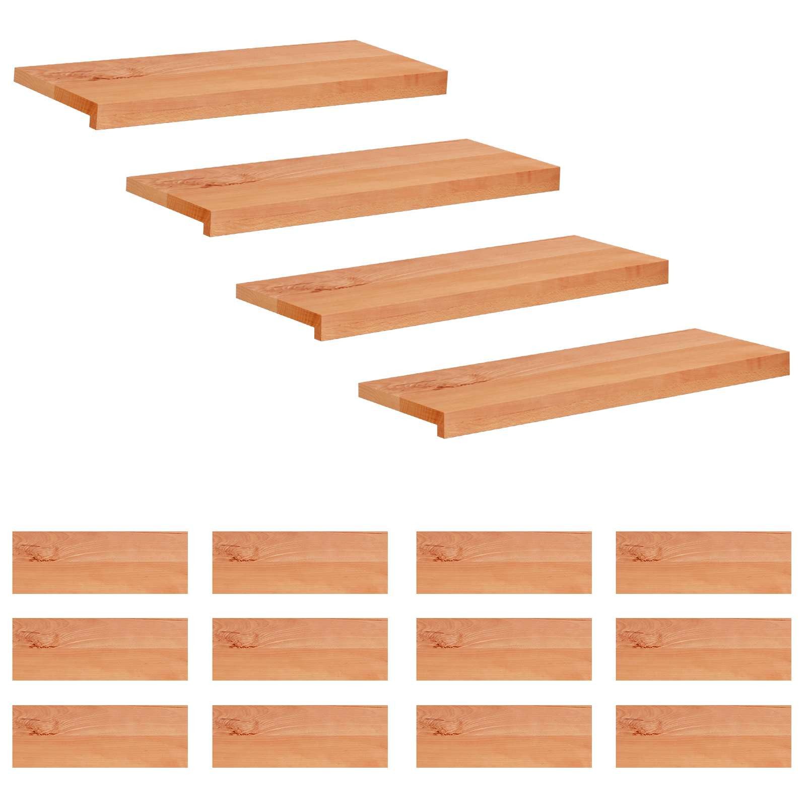 vidaXL Stufenmatte Treppenstufen 16 stk. 70 x 25 x 2 cm Lack Massivholz Buche, Höhe: 2 mm