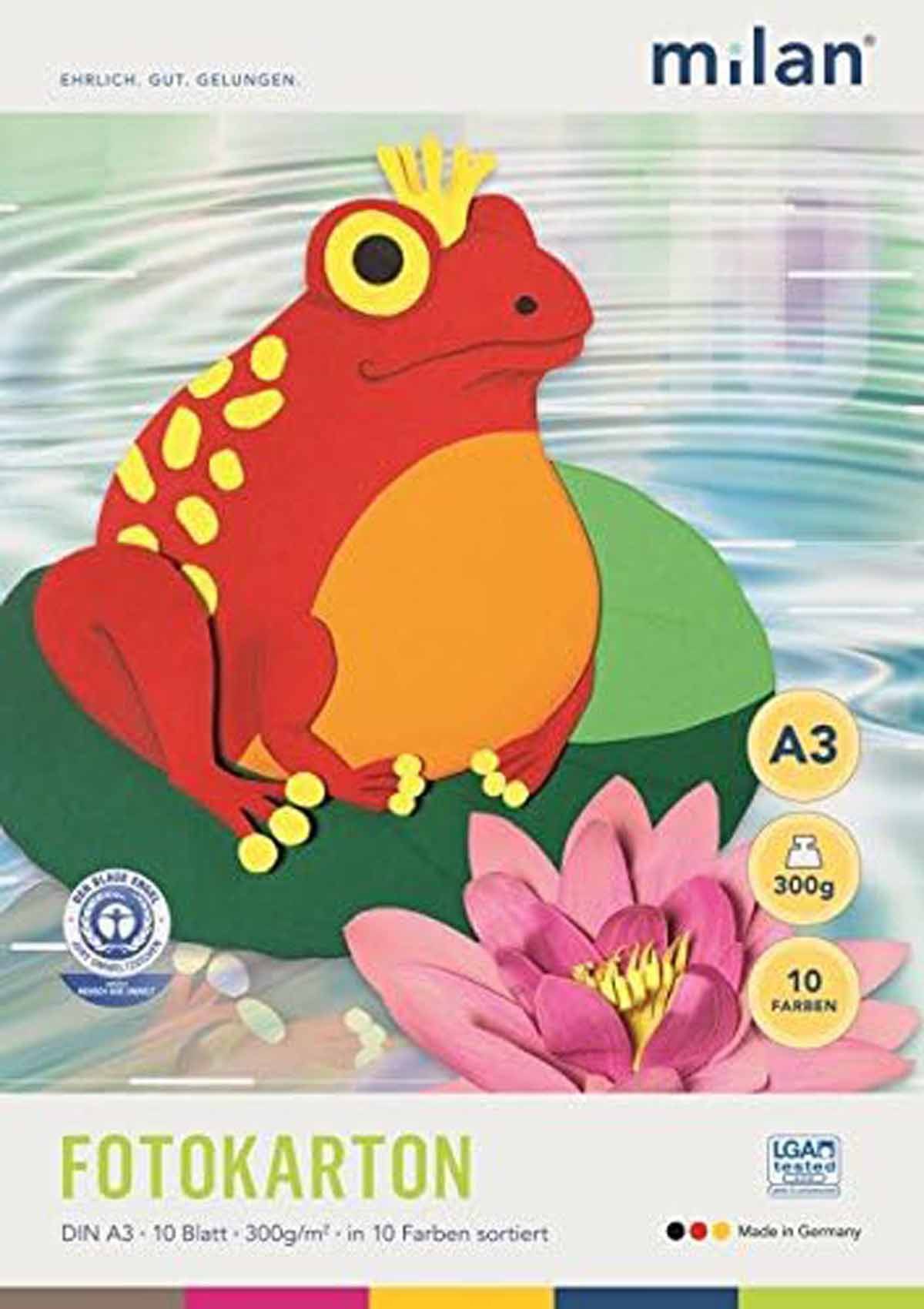 milan Bastelkartonpapier Milan Fotokartonblock DIN A3, 300g 10 Bogen