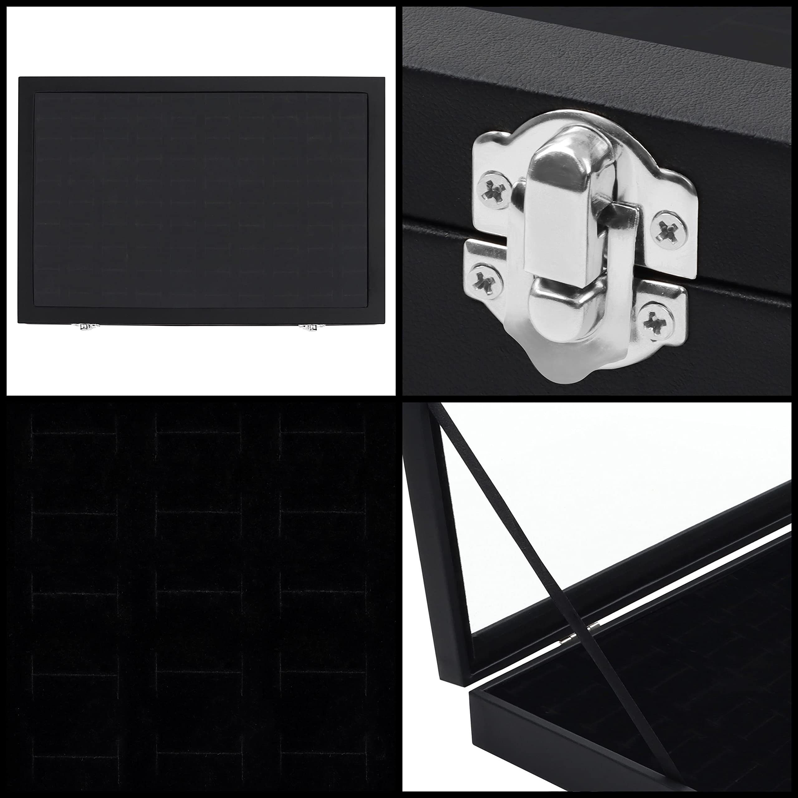 Kurtzy Schmuckständer Black 100 Jewelry Slots Black Jewelry - Box Velvet Velvet 100 Compartments, Box 