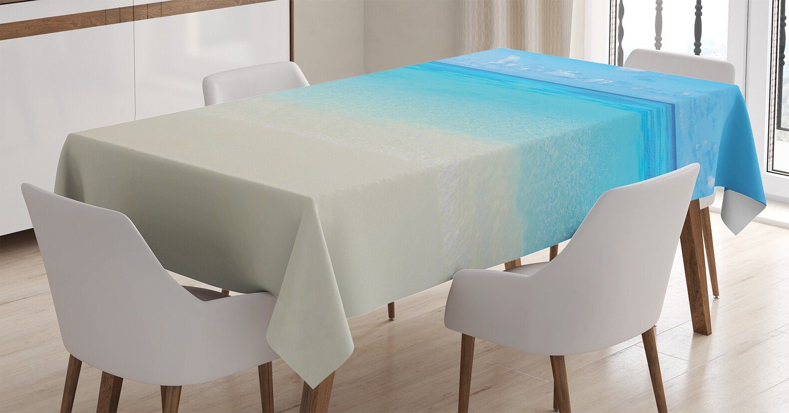 Abakuhaus Tischdecke Farbfest Waschbar Für den Außen Bereich geeignet Klare Farben, Tropisch Carribean Sea Beach