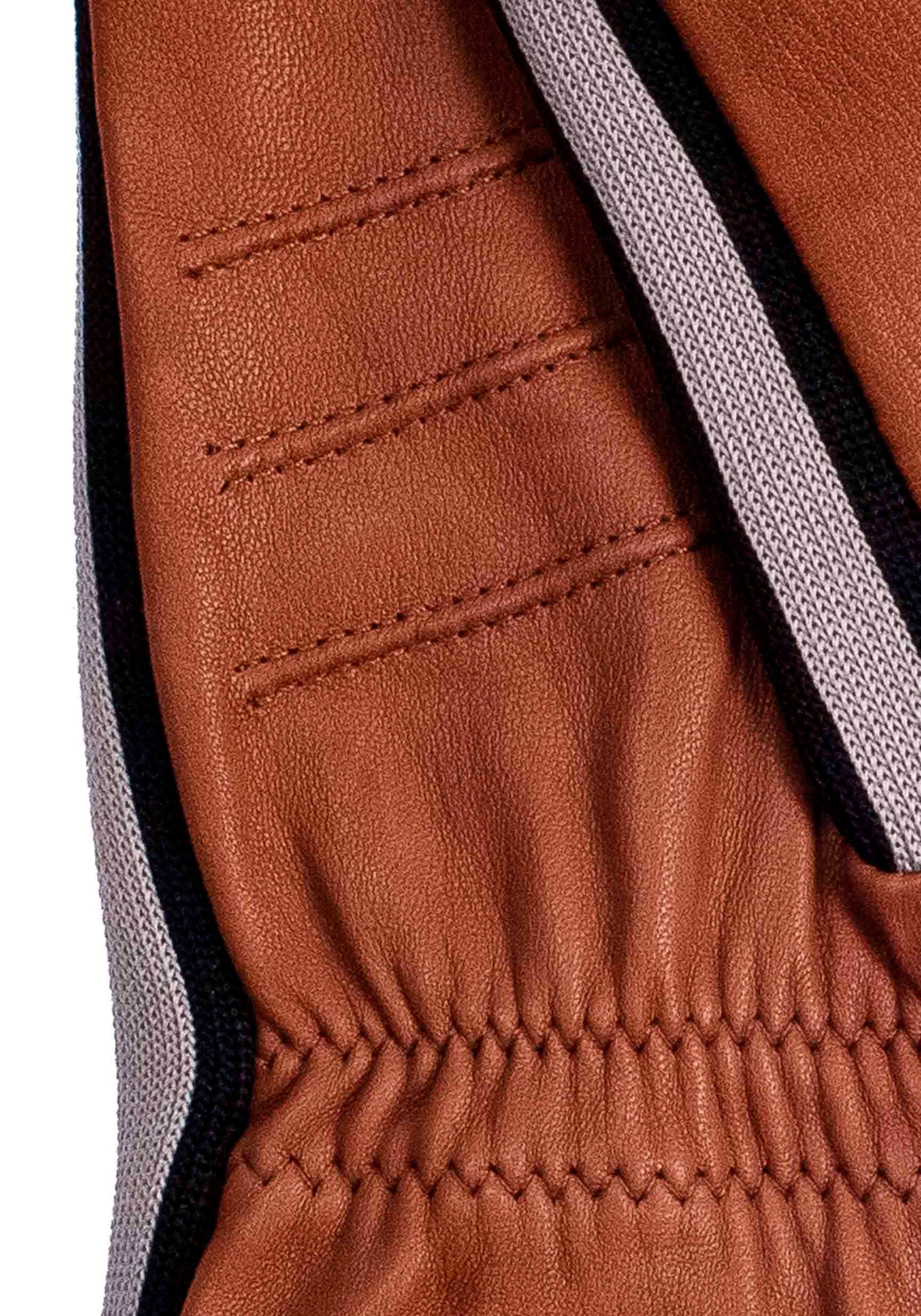 mit Jack Touchfunktion sportliches brown Look Touch Lederhandschuhe KESSLER medium im Sneaker- Design