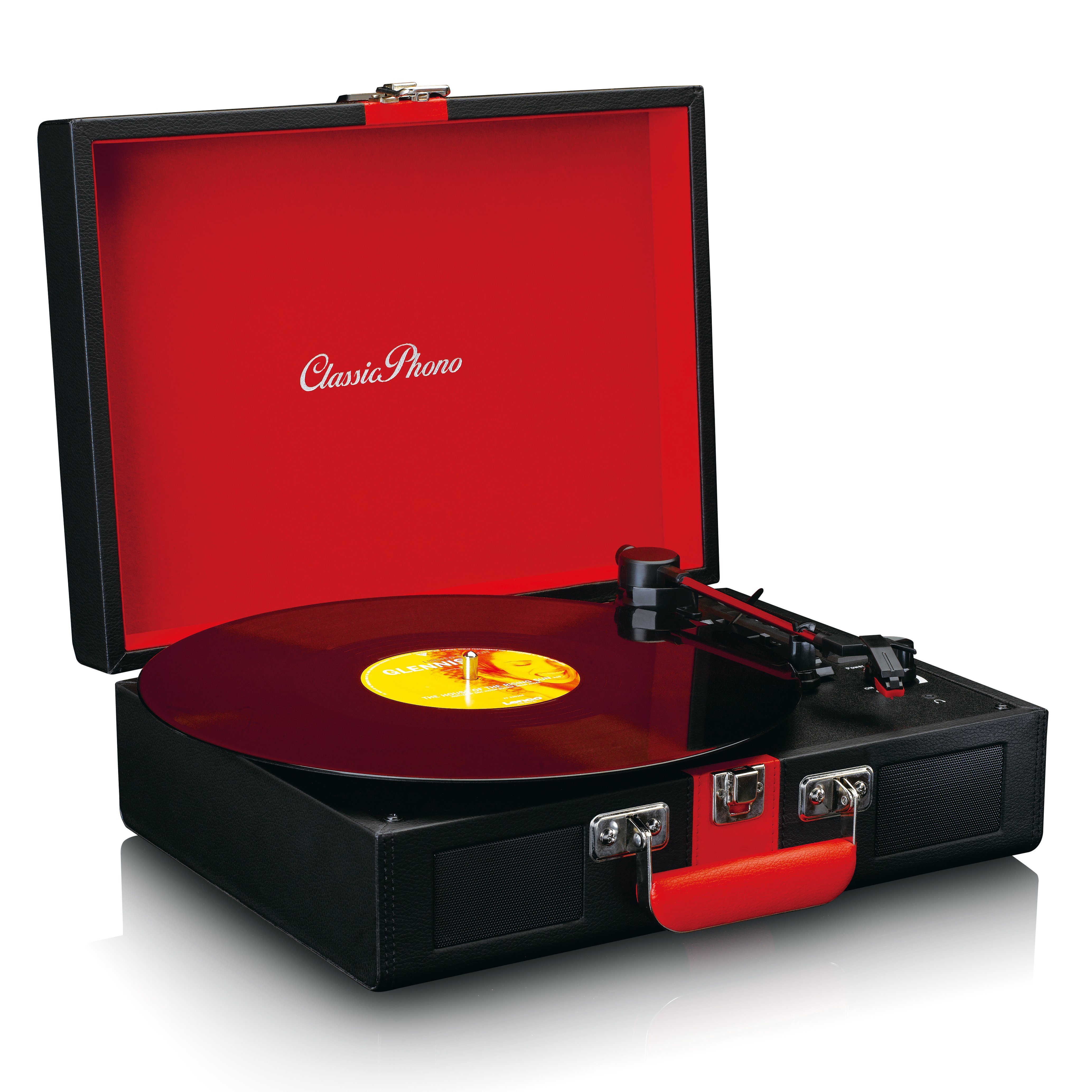 Lenco TT-110BKRD Plattenspieler (Riemenantrieb, Bluetooth, Retro-Design, Bluetooth, AUX-Streaming und Vinyl zu MP3-Formatierung) – Bild 3 von 5