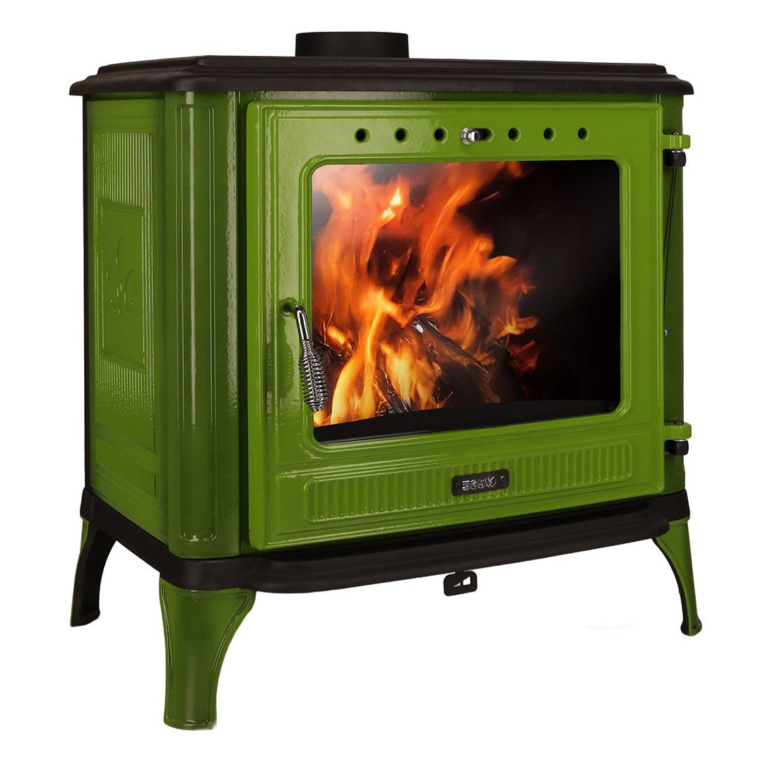 365 Kaminofen 365® Ferrox 75 grün emailliert 10,5 kW Gusseisen A+, 10,5 kW