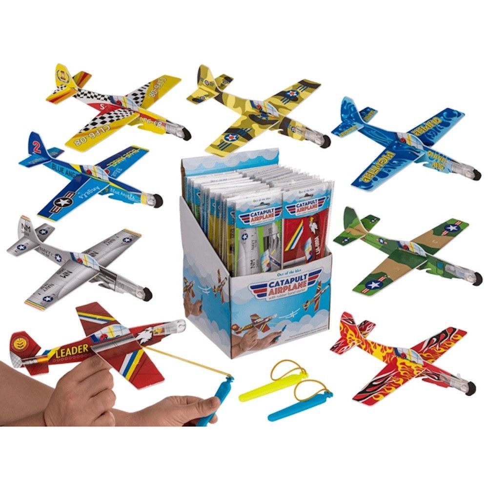 LK Trend & Style Spielzeug-Flugzeug Flugzeug mit Gummiband-Startvorrichtung, (2 Stück zum Set Preis, 2-tlg)
