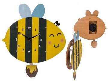 Bada Bing Wanduhr Wanduhr für Kinder Motiv Biene, Delfin oder Pirat 3D Optik (Pendel Biene)