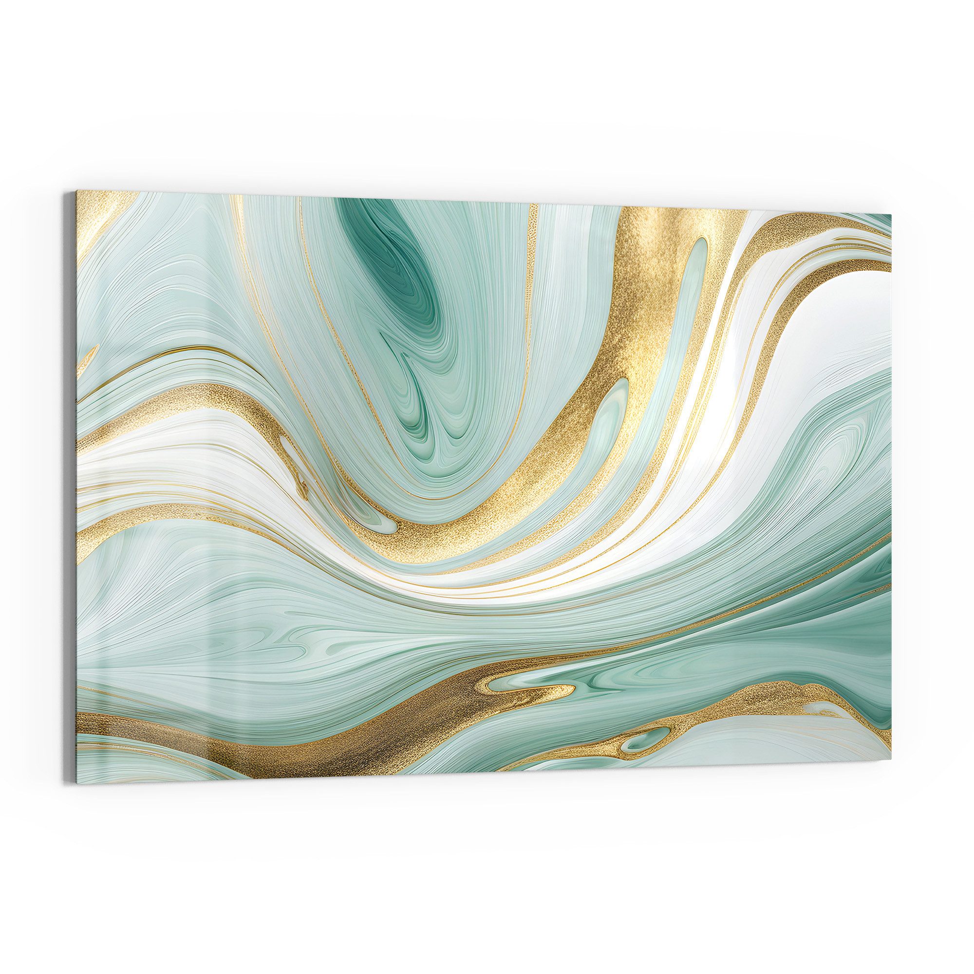 DEQORI Glasbild 'Smaragdfarbene Wogen', 'Smaragdfarbene Wogen', Glas Wandbild Bild schwebend modern